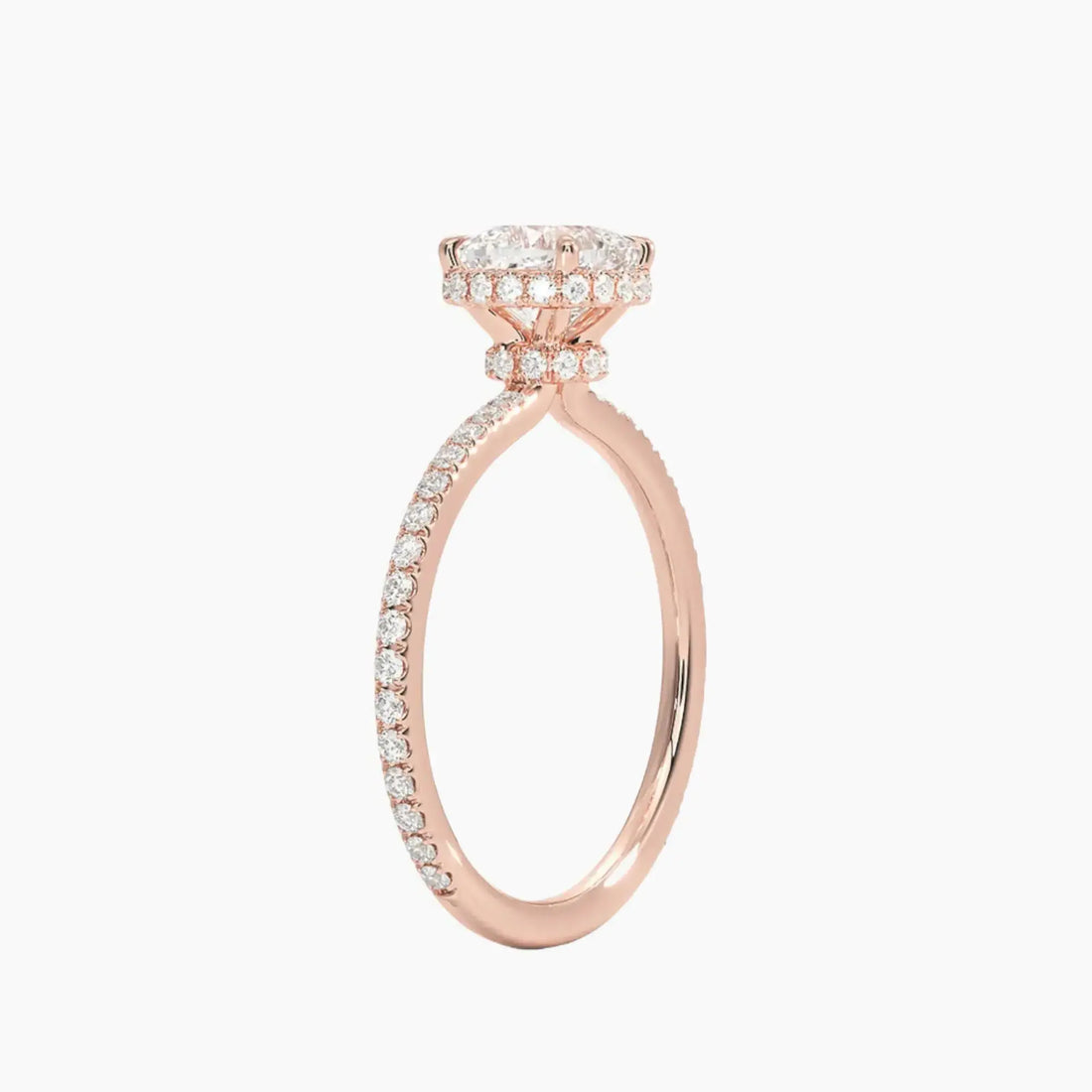 Mirabel Pave Cushion Hidden Halo 2 Carat Lab Grown Diamond Engagement Ring in 18K White Gold