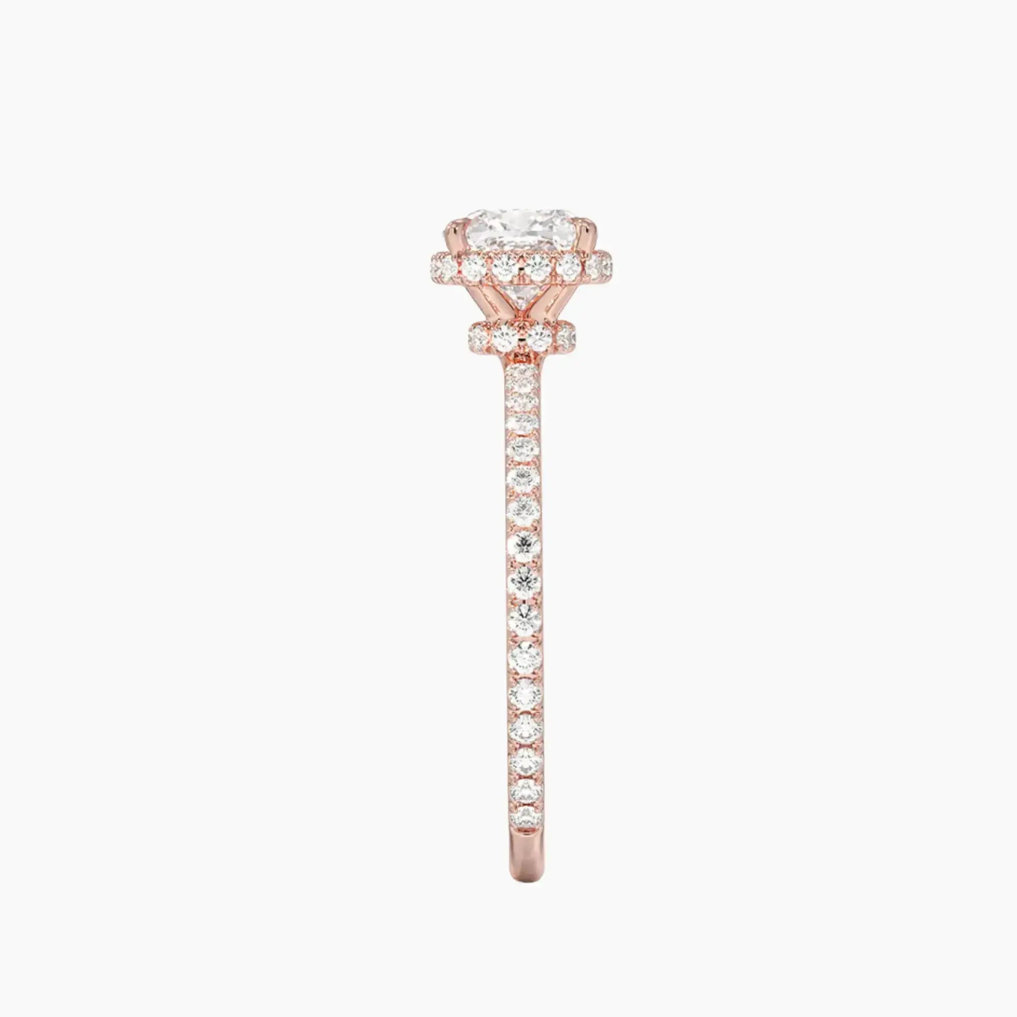 Mirabel Pave Cushion Hidden Halo 2 Carat Lab Grown Diamond Engagement Ring in 14K Rose Gold