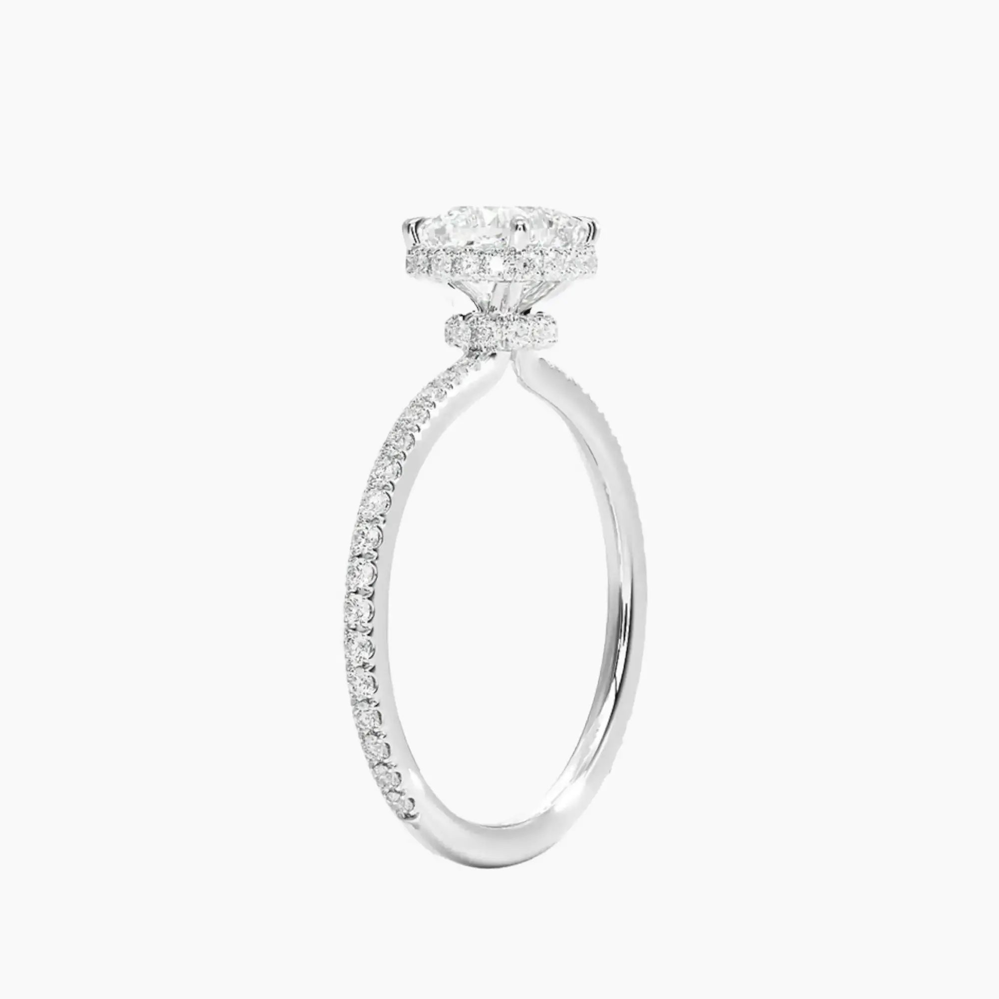 Mirabel Pave Cushion Hidden Halo 3 Carat Lab Grown Diamond Engagement Ring in 18K White Gold