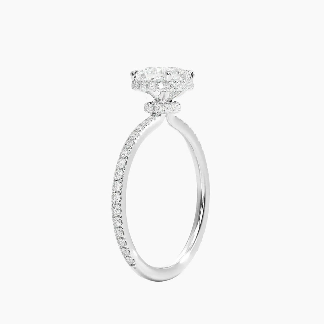 Mirabel Pave Cushion Hidden Halo Diamond Ring Setting in 14K White Gold