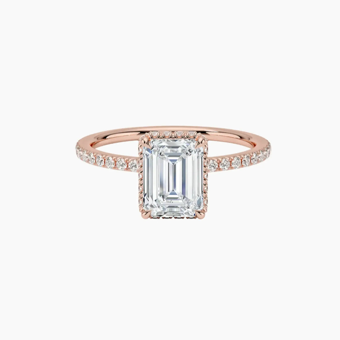 Mirabel Pave Emerald Hidden Halo Diamond Ring Setting in 18K Rose Gold