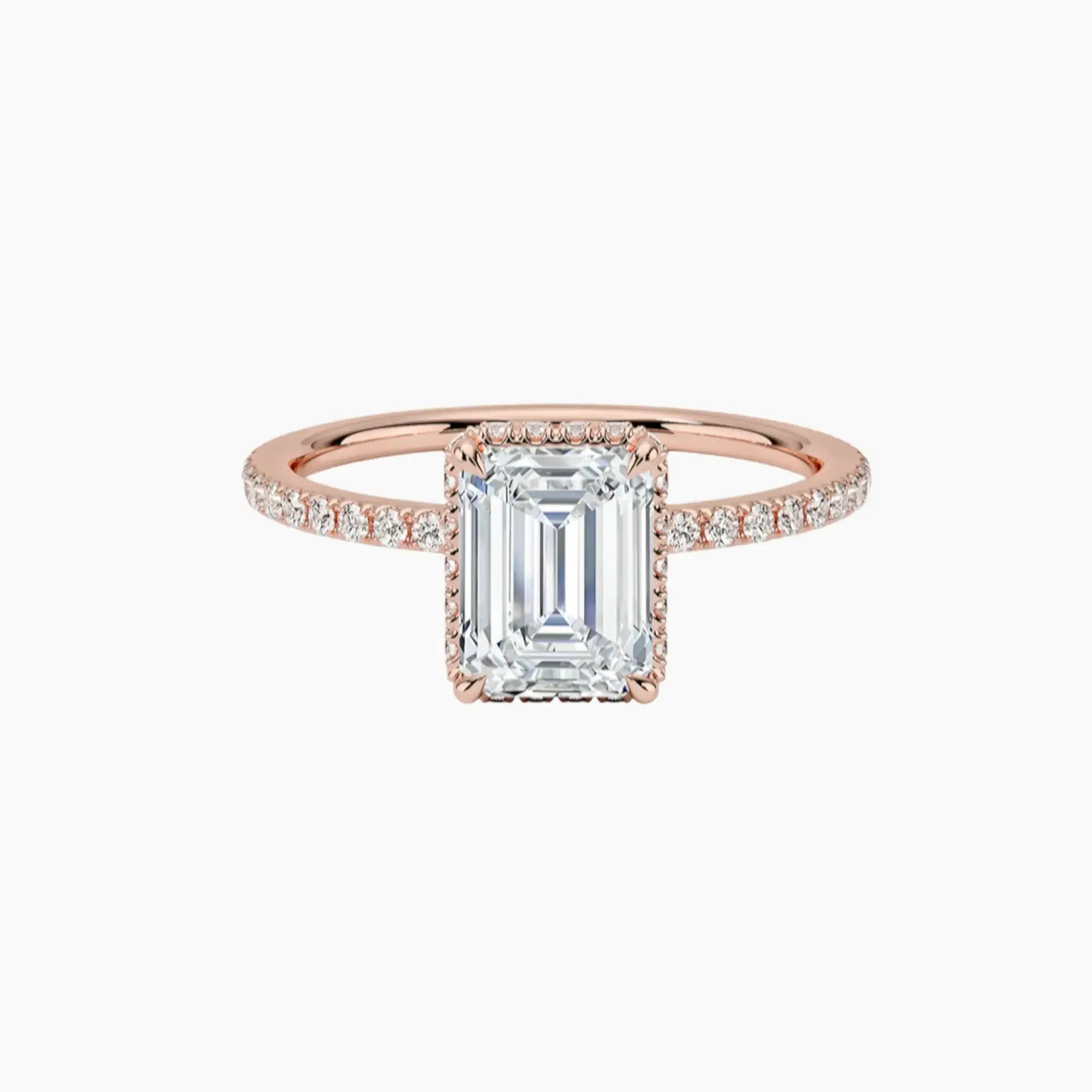 Mirabel Pave Emerald Hidden Halo 1.5 Carat Lab Grown Diamond Engagement Ring in 14K Yellow Gold