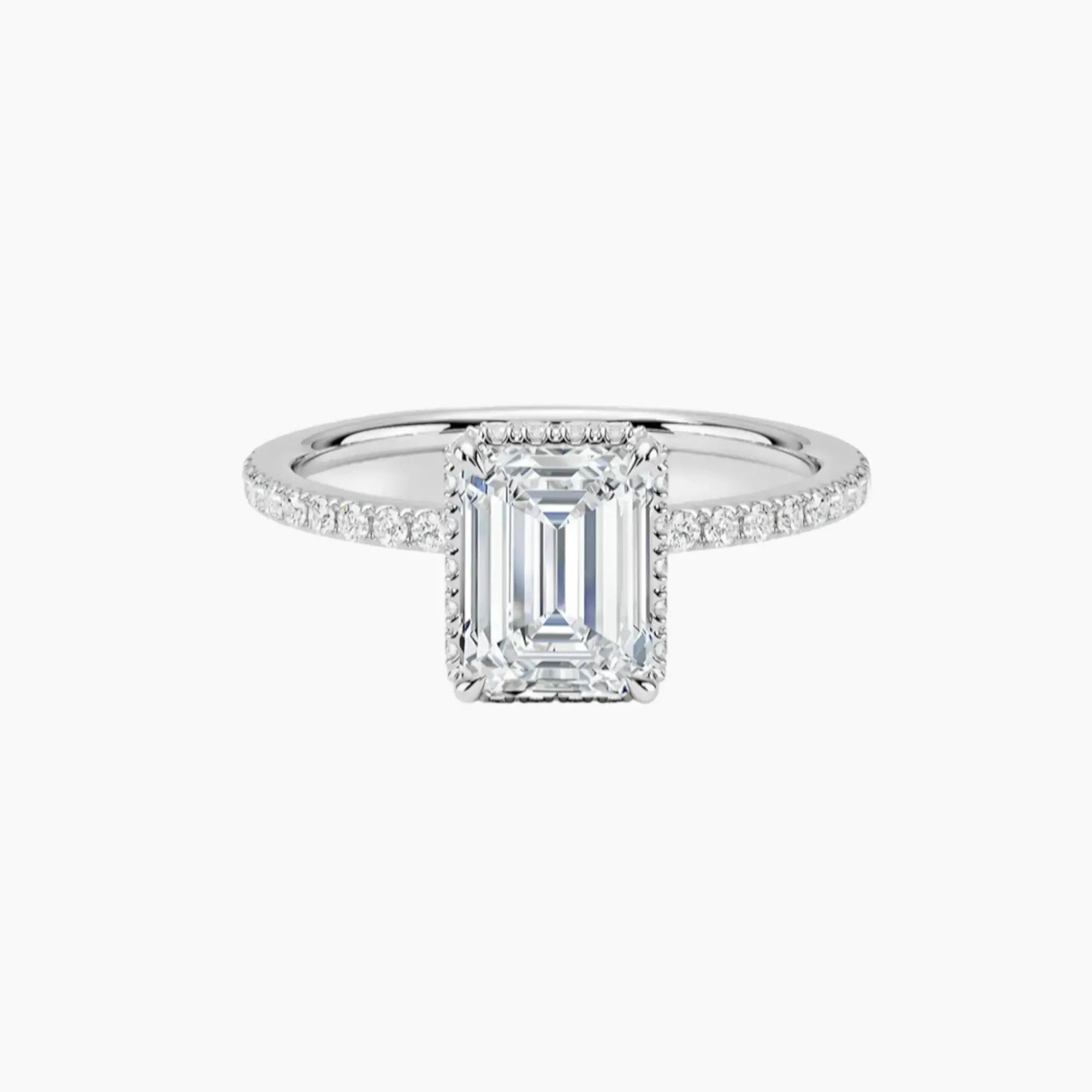 Mirabel Pave Emerald Hidden Halo Diamond Ring Setting in 18K Rose Gold