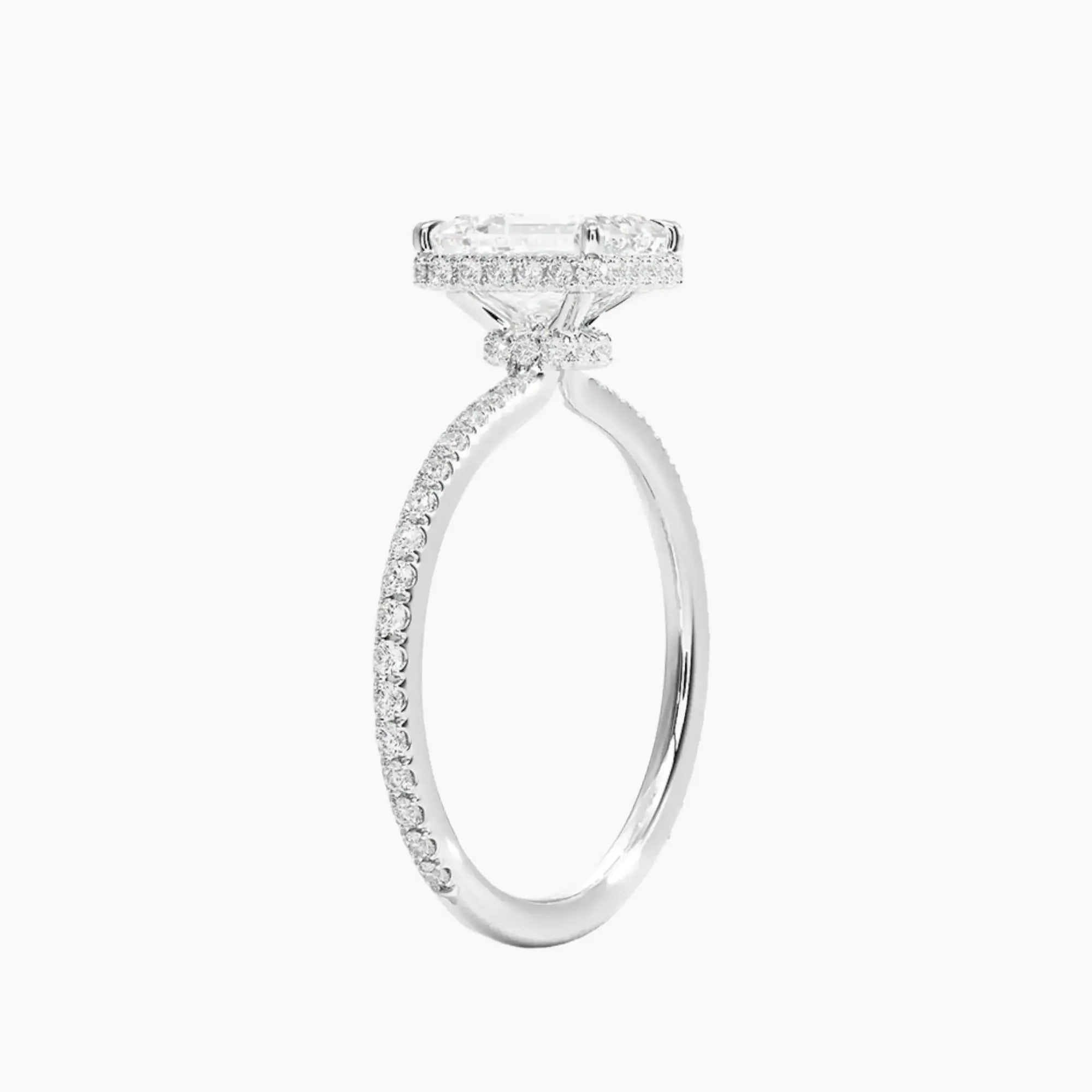 Mirabel Pave Emerald Hidden Halo 2 Carat Lab Grown Diamond Engagement Ring in 14K Rose Gold