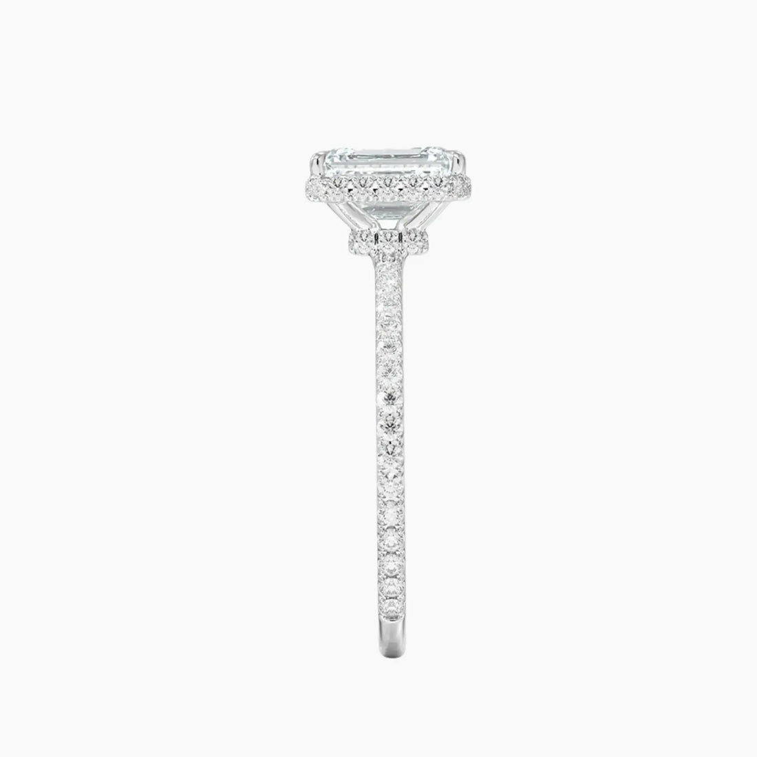 Mirabel Pave Emerald Hidden Halo Diamond Ring Setting in 14K Rose Gold
