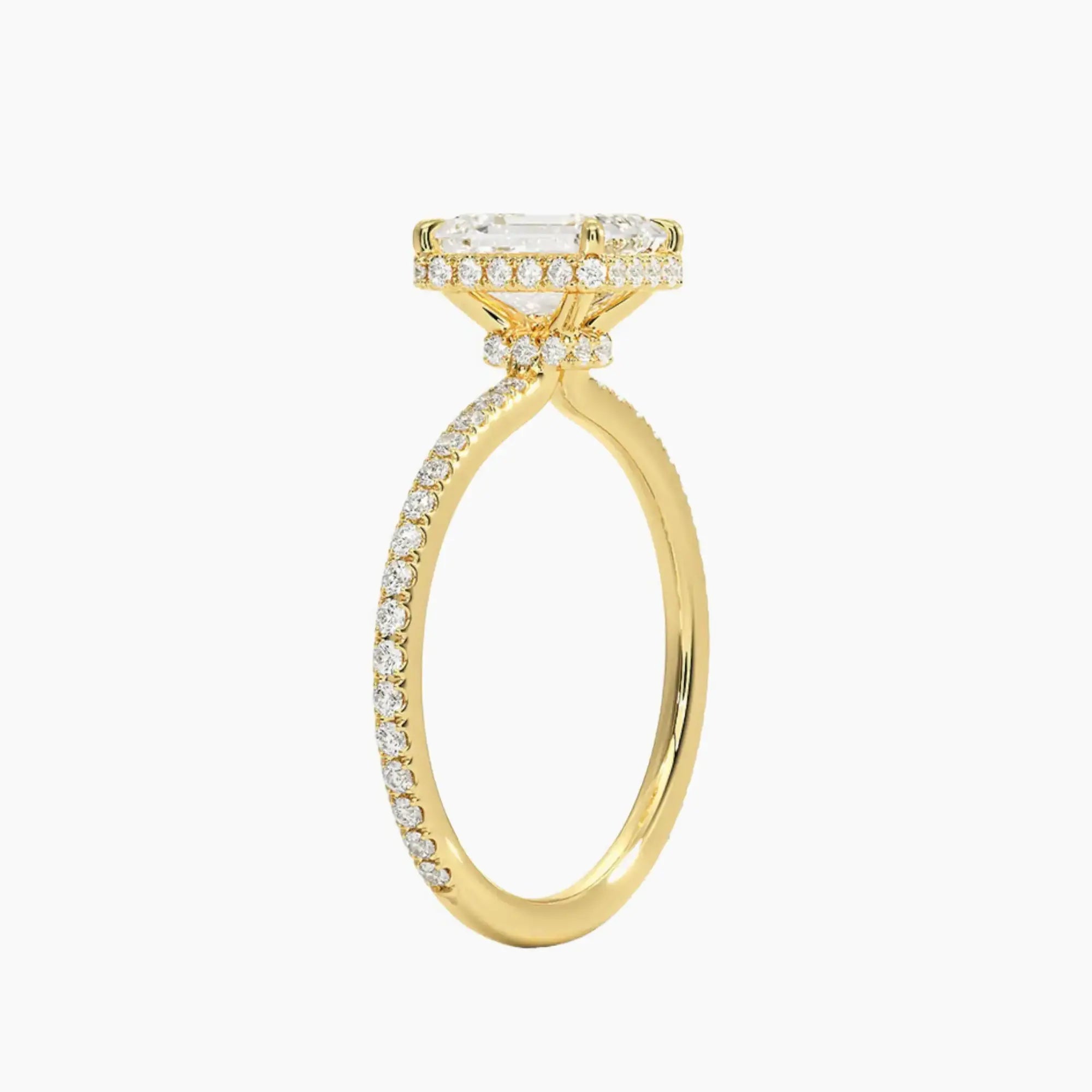 Mirabel Pave Emerald Hidden Halo 2 Carat Lab Grown Diamond Engagement Ring in 14K White Gold