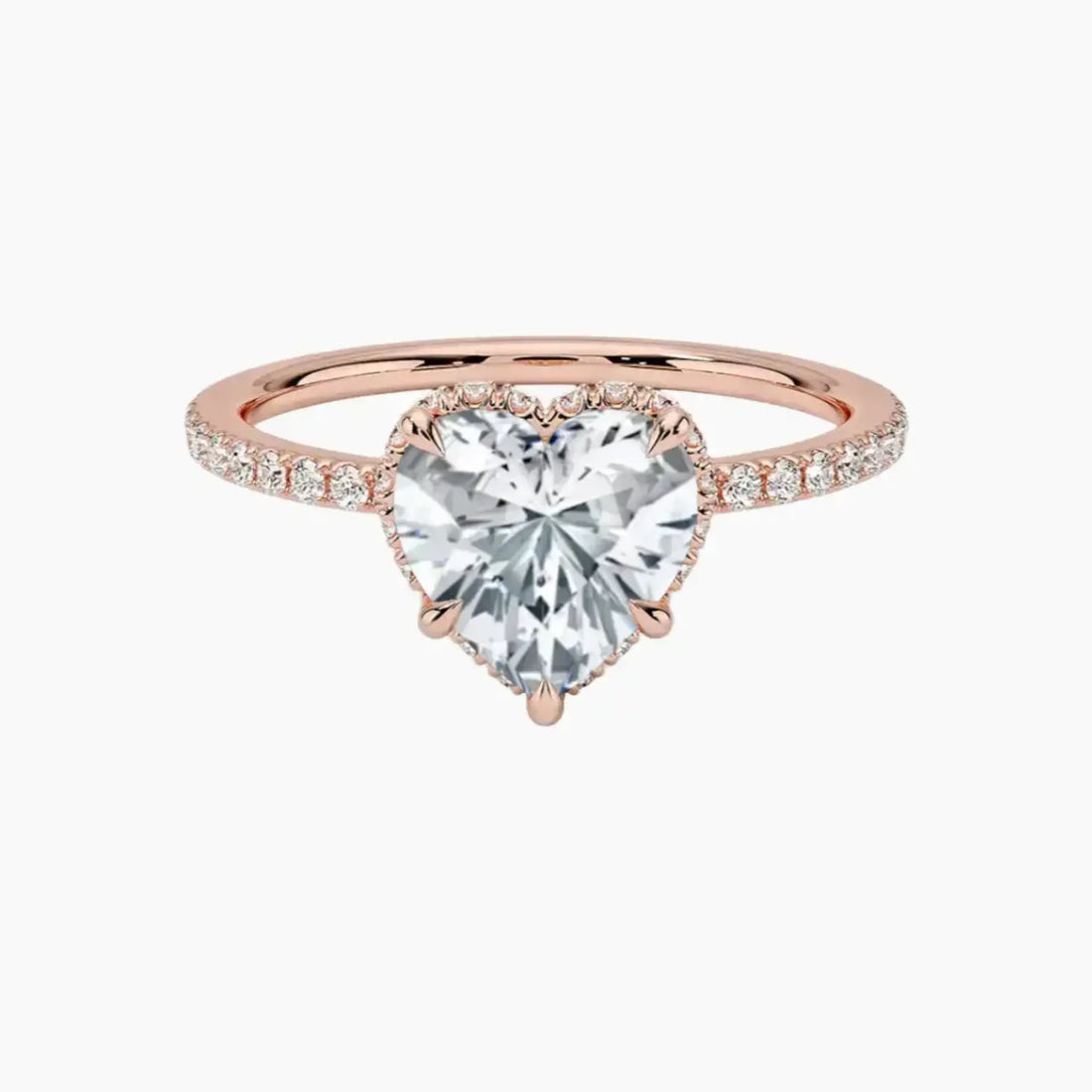 Mirabel Pave Heart Hidden Halo 3 Carat Lab Grown Diamond Engagement Ring in 14K White Gold