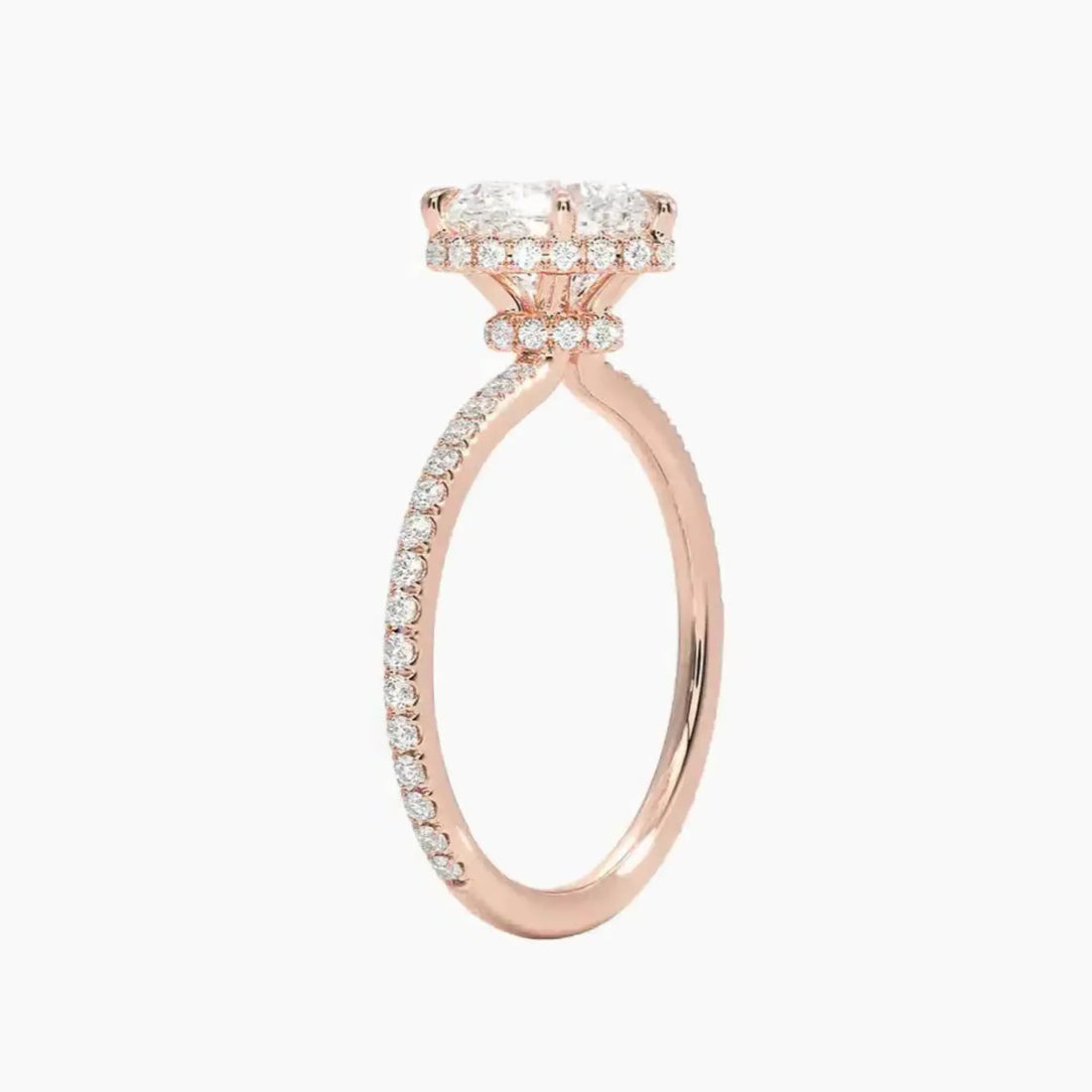 Mirabel Pave Heart Hidden Halo 1.5 Carat Lab Grown Diamond Engagement Ring in 18K White Gold