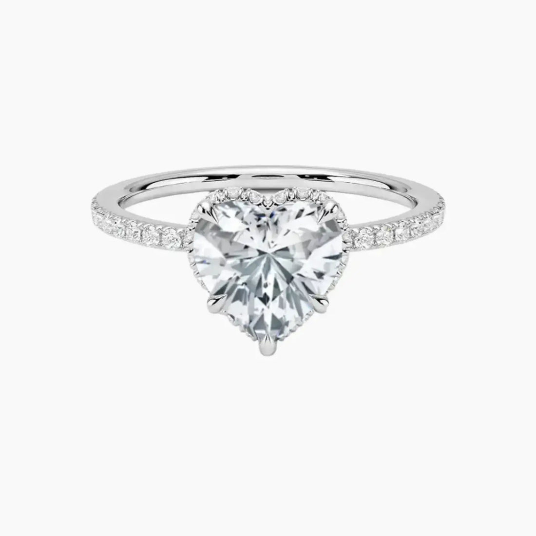 Mirabel Pave Heart Hidden Halo 2 Carat Lab Grown Diamond Engagement Ring in 18K Yellow Gold