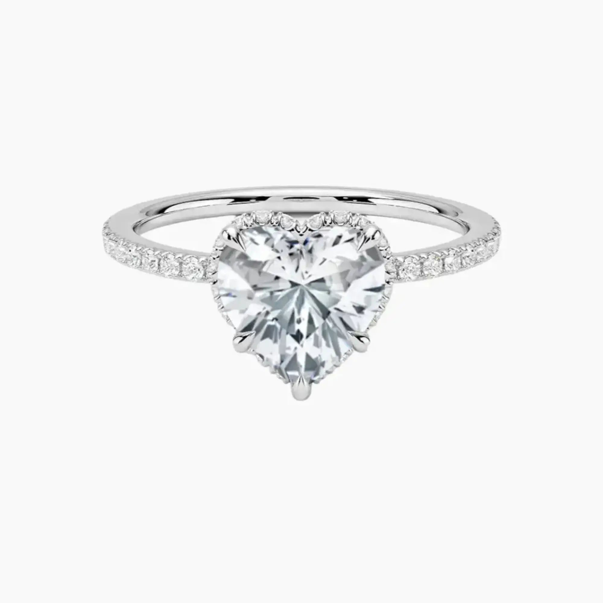 Mirabel Pave Heart Hidden Halo Diamond Ring Setting in 14K White Gold