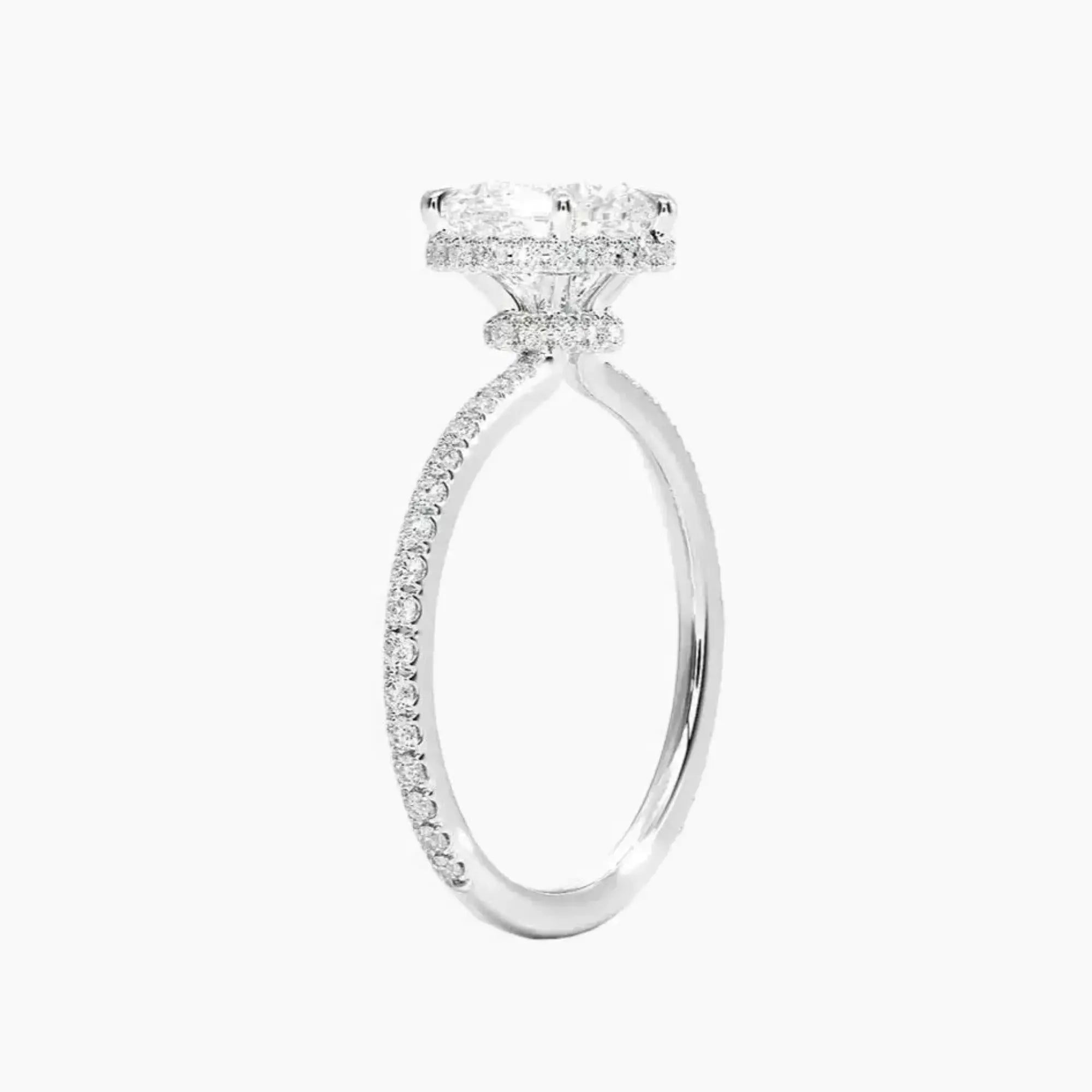 Mirabel Pave Heart Hidden Halo 2 Carat Lab Grown Diamond Engagement Ring in 18K Yellow Gold