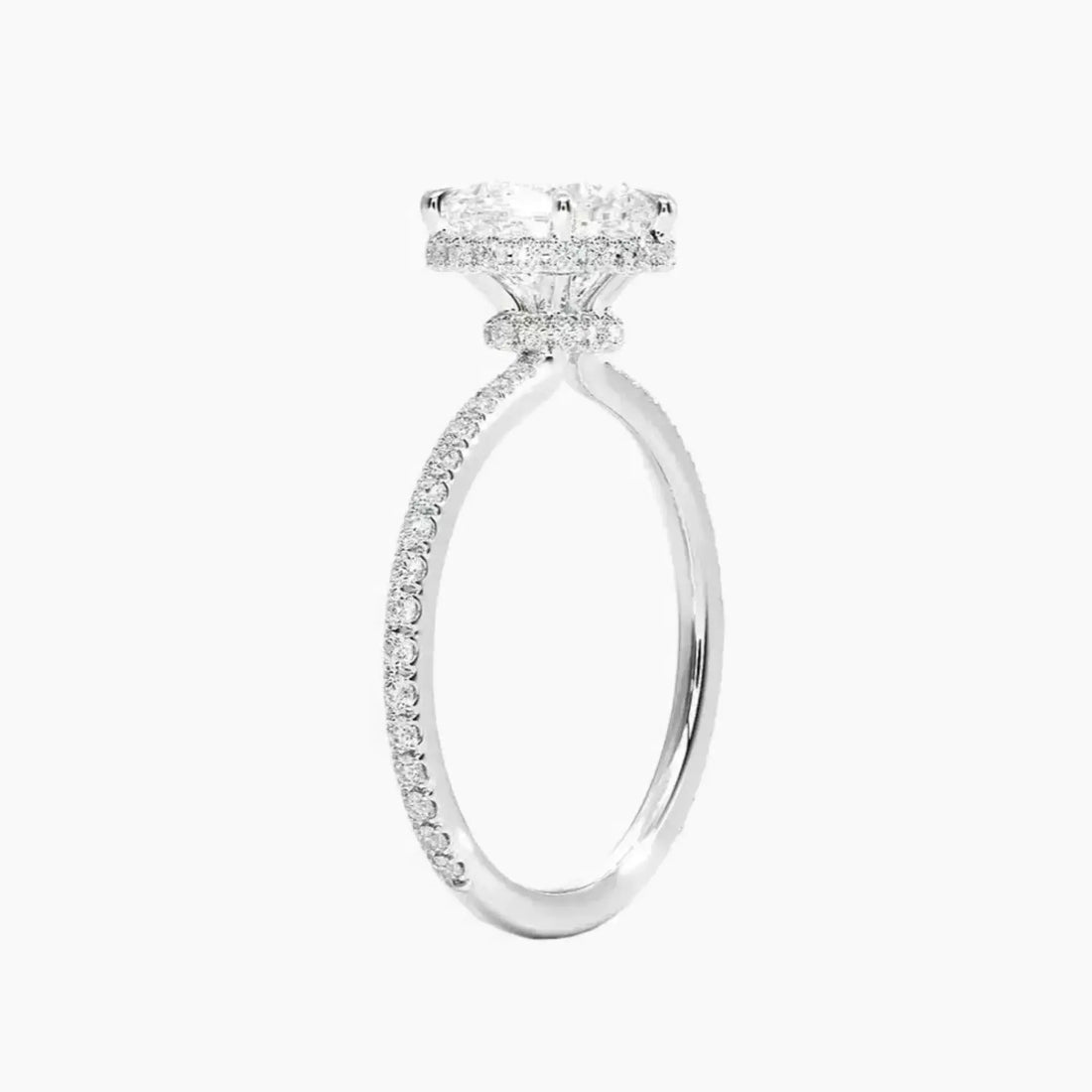 Mirabel Pave Heart Hidden Halo 1 Carat Lab Grown Diamond Engagement Ring in 18K Rose Gold