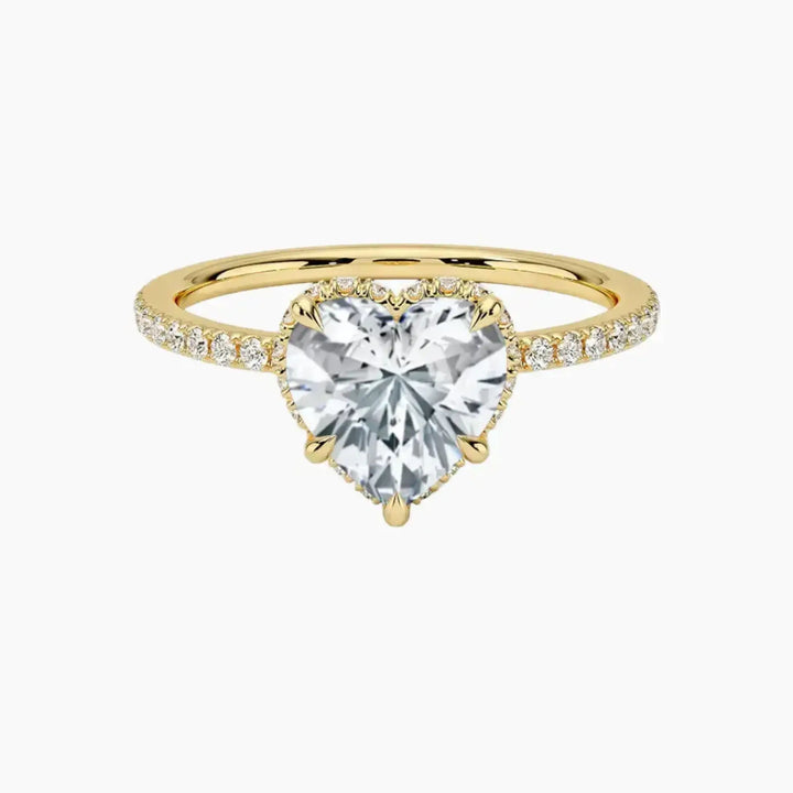 Mirabel Pave Heart Hidden Halo 2 Carat Lab Grown Diamond Engagement Ring in 14K Yellow Gold