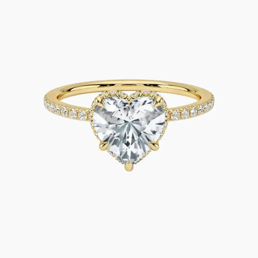 Mirabel Pave Heart Hidden Halo 1.5 Carat Lab Grown Diamond Engagement Ring in 18K Yellow Gold