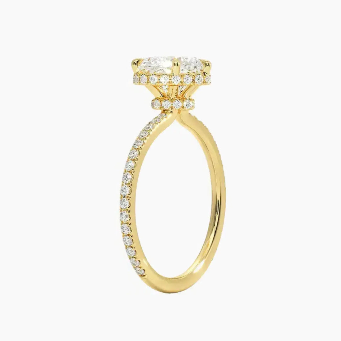 Mirabel Pave Heart Hidden Halo Diamond Ring Setting in 18K White Gold