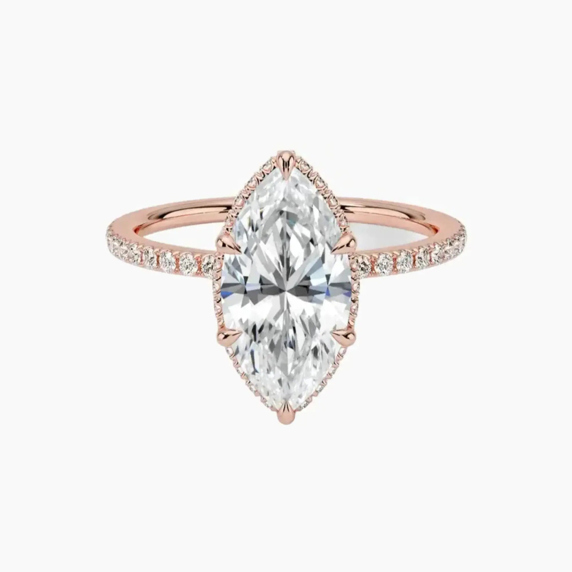 Mirabel Pave Marquise Hidden Halo Diamond Ring Setting in 14K Yellow Gold