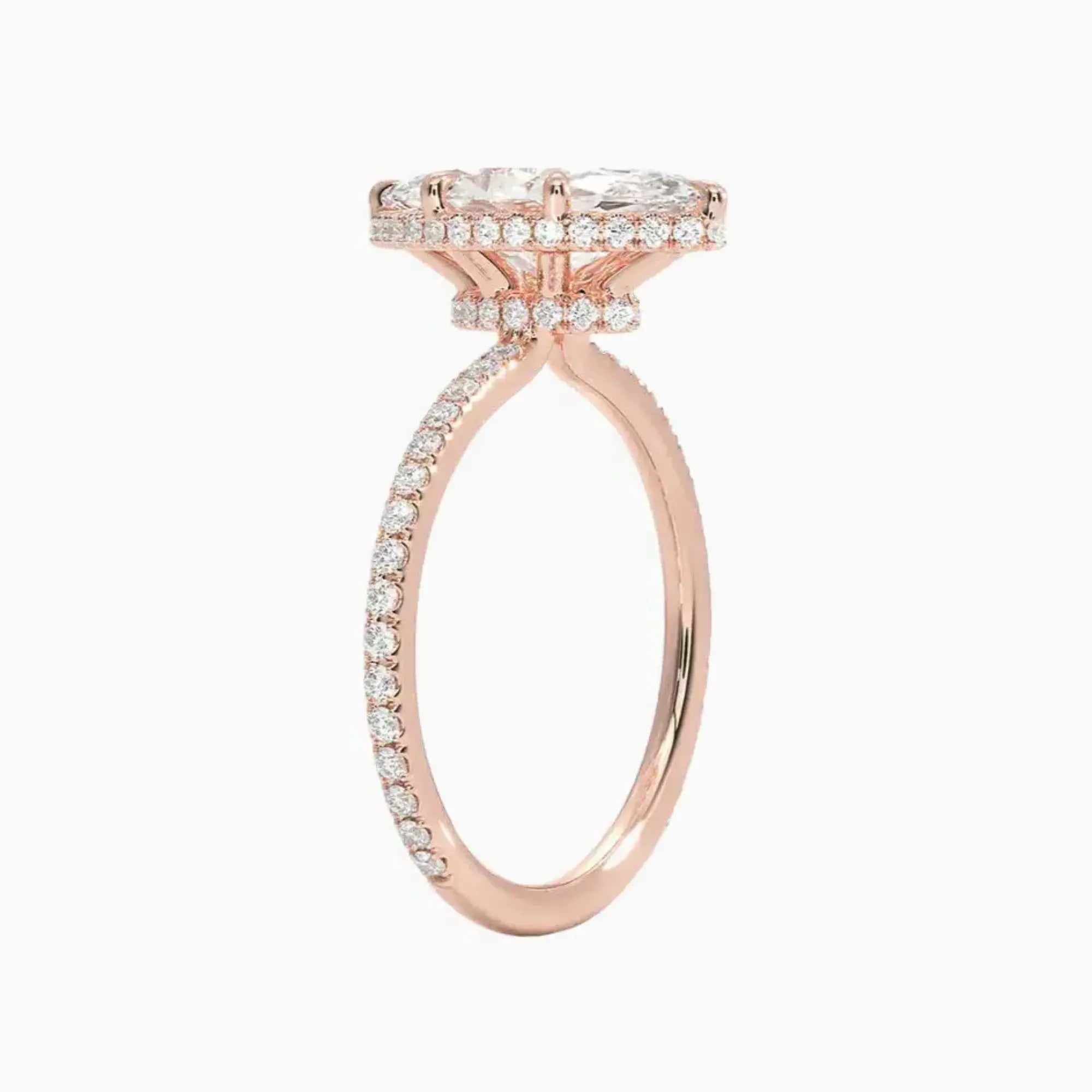 Mirabel Pave Marquise Hidden Halo 2.5 Carat Lab Grown Diamond Engagement Ring in 18K Yellow Gold