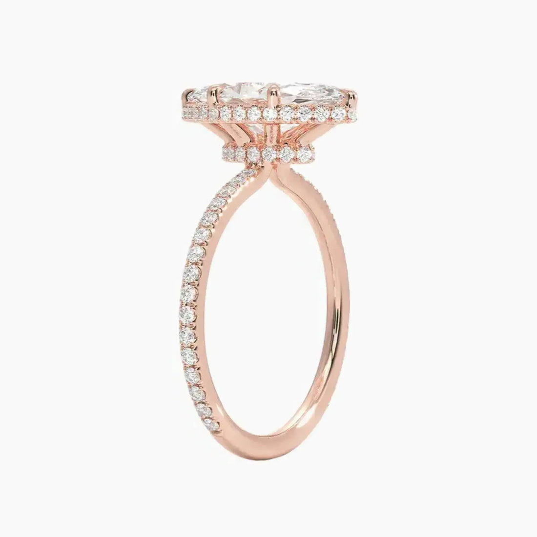 Mirabel Pave Marquise Hidden Halo Diamond Ring Setting in 14K Rose Gold