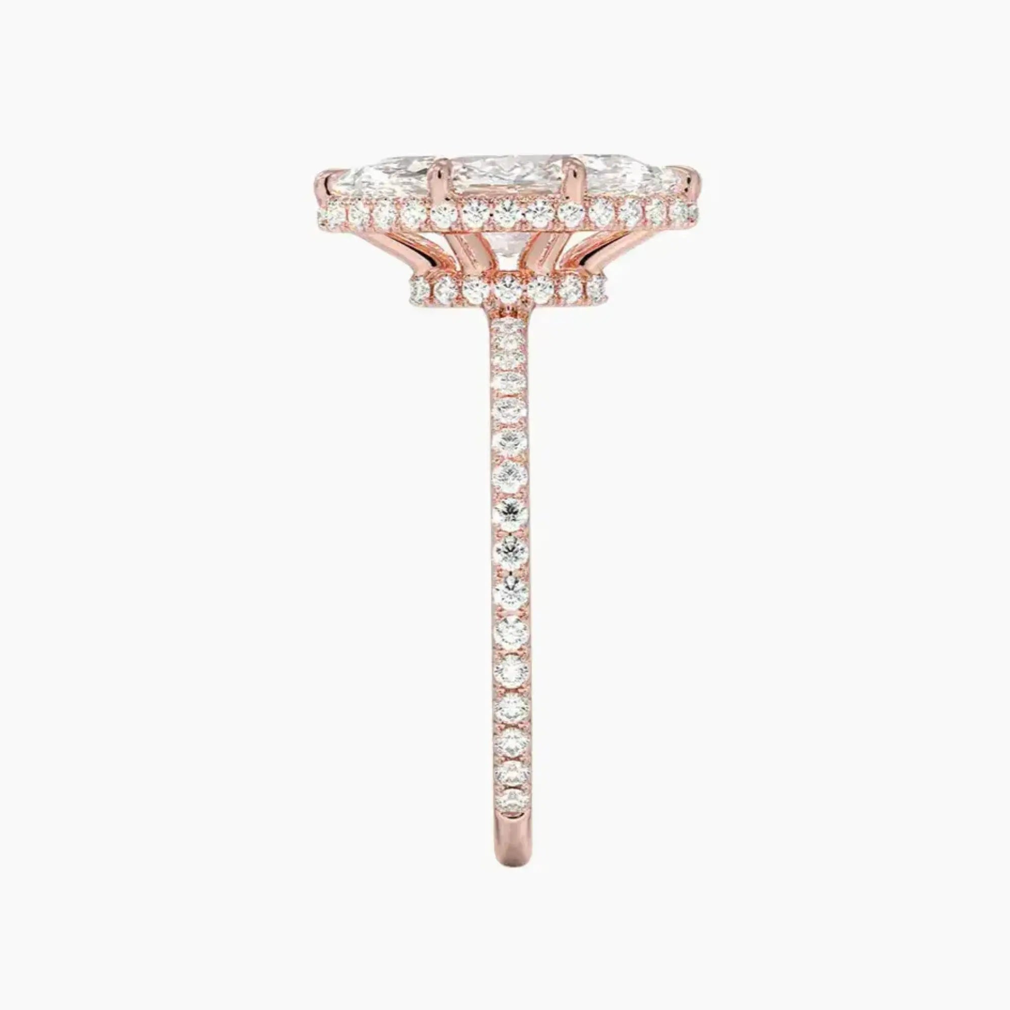 Mirabel Pave Marquise Hidden Halo 3 Carat Lab Grown Diamond Engagement Ring in 14K Rose Gold