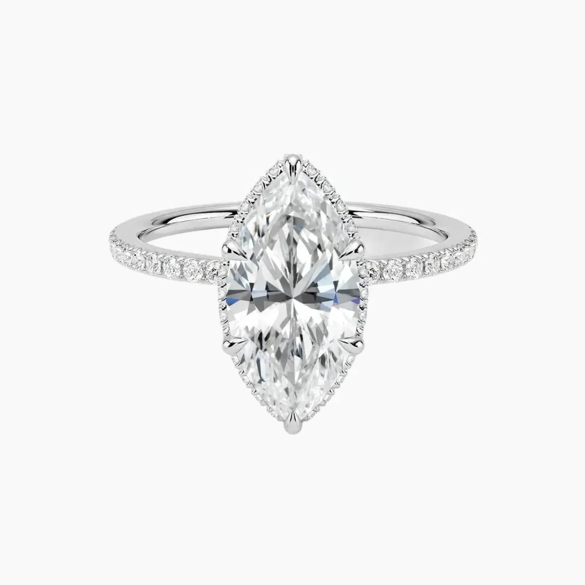 Mirabel Pave Marquise Hidden Halo 2 Carat Lab Grown Diamond Engagement Ring in 14K Rose Gold