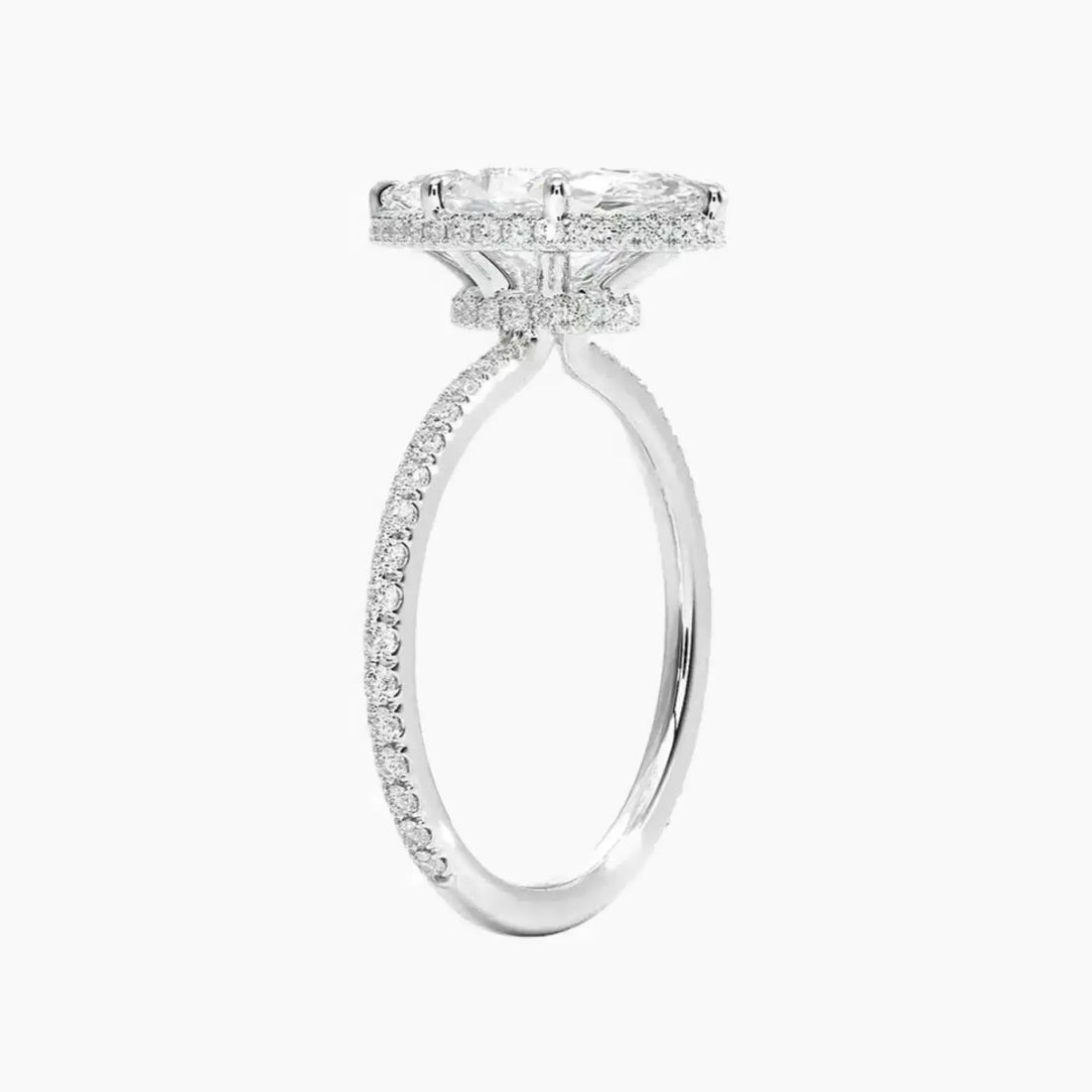 Mirabel Pave Marquise Hidden Halo 1 Carat Lab Grown Diamond Engagement Ring in 14K Yellow Gold