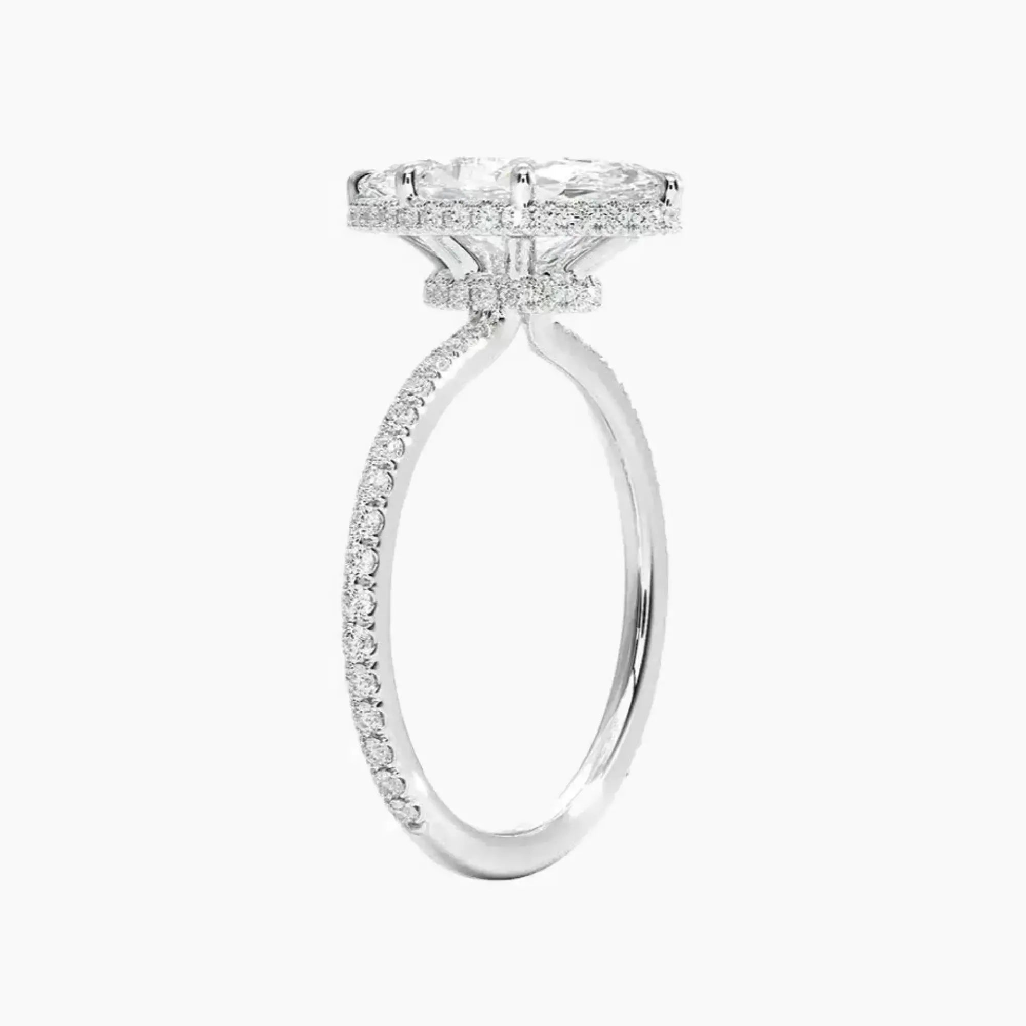 Mirabel Pave Marquise Hidden Halo 2 Carat Lab Grown Diamond Engagement Ring in 14K Rose Gold