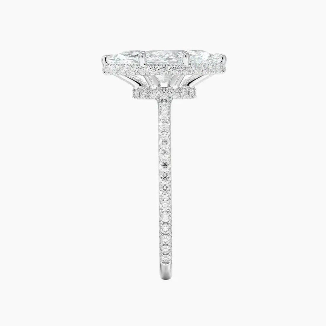 Mirabel Pave Marquise Hidden Halo 3 Carat Lab Grown Diamond Engagement Ring in 18K Rose Gold