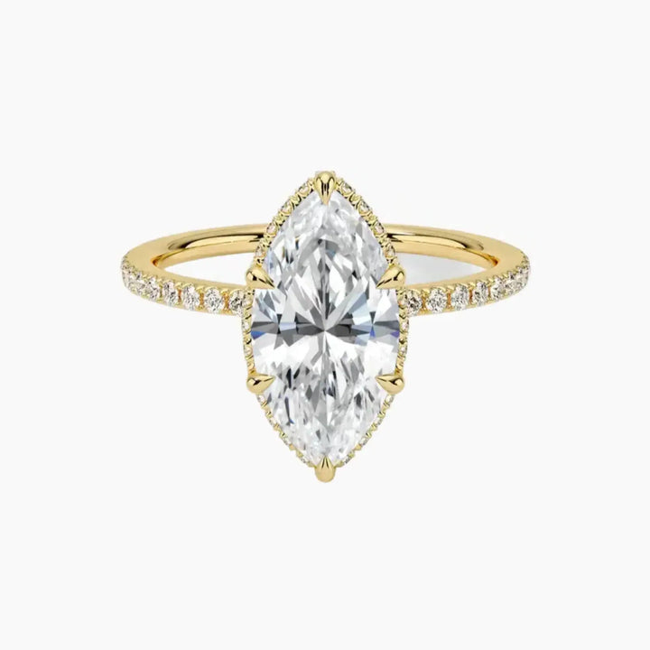 Mirabel Pave Marquise Hidden Halo 1.5 Carat Lab Grown Diamond Engagement Ring in 14K Yellow Gold