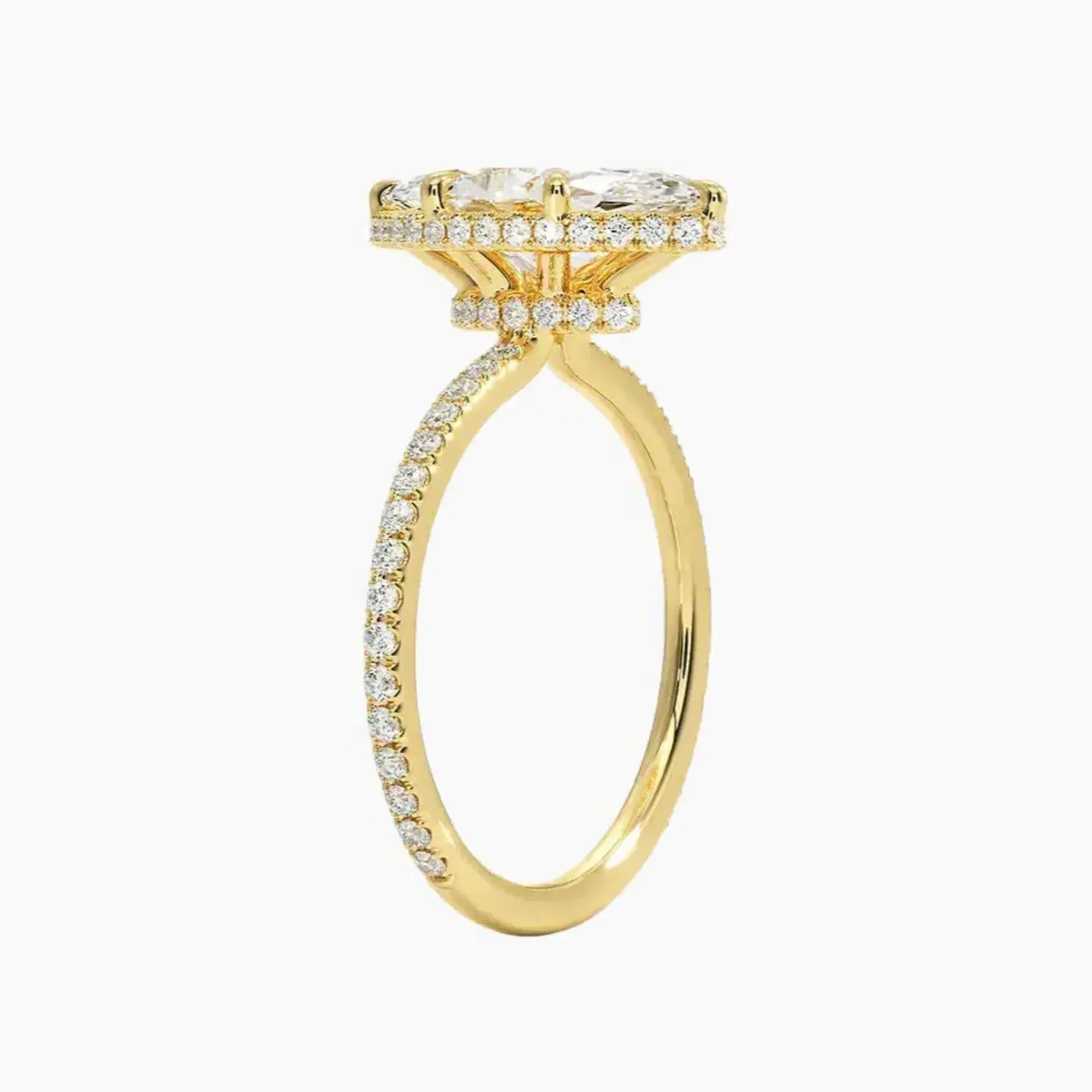 Mirabel Pave Marquise Hidden Halo 1.5 Carat Lab Grown Diamond Engagement Ring in 14K Yellow Gold