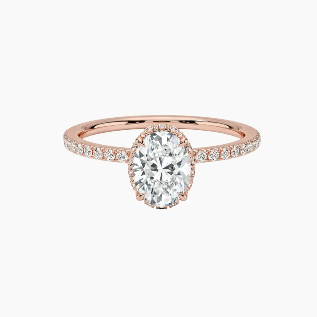Mirabel Pave Oval Hidden Halo 2 Carat Lab Grown Diamond Engagement Ring in 18K Yellow Gold