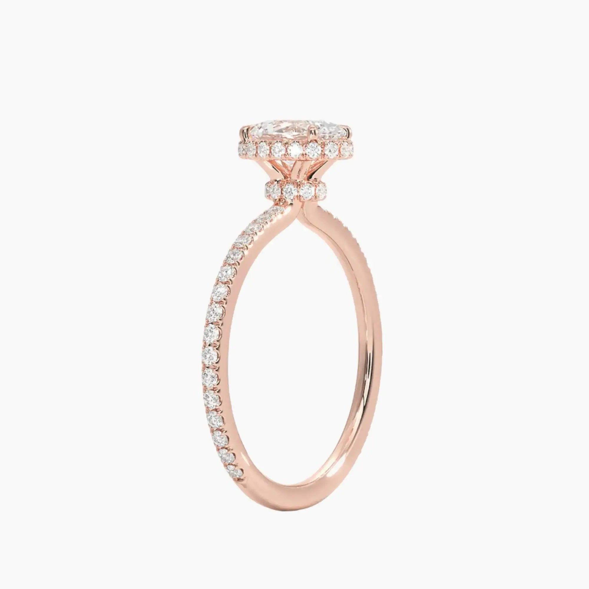 Mirabel Pave Oval Hidden Halo 3 Carat Lab Grown Diamond Engagement Ring in 18K White Gold