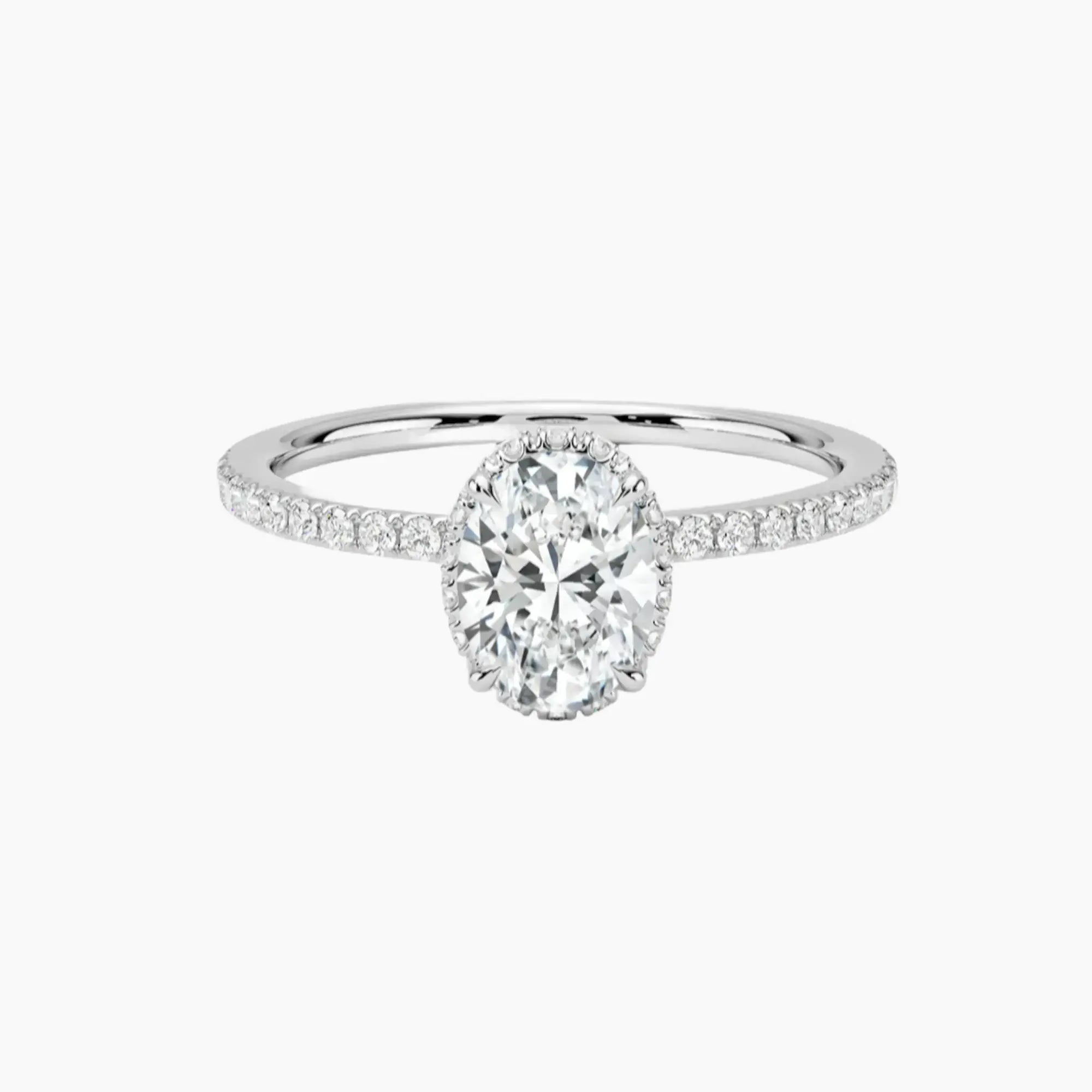 Mirabel Pave Oval Hidden Halo 2 Carat Lab Grown Diamond Engagement Ring in 14K Rose Gold