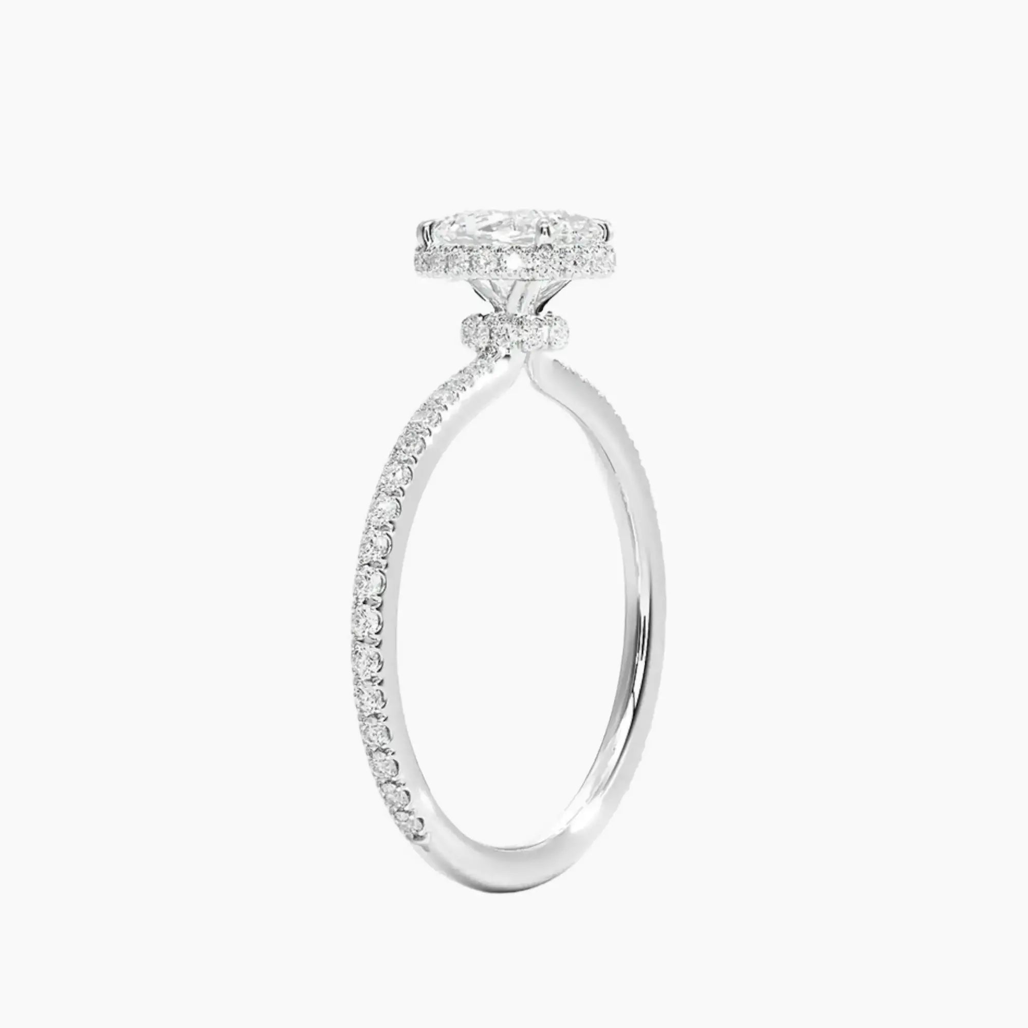 Mirabel Pave Oval Hidden Halo 3 Carat Lab Grown Diamond Engagement Ring in 14K White Gold