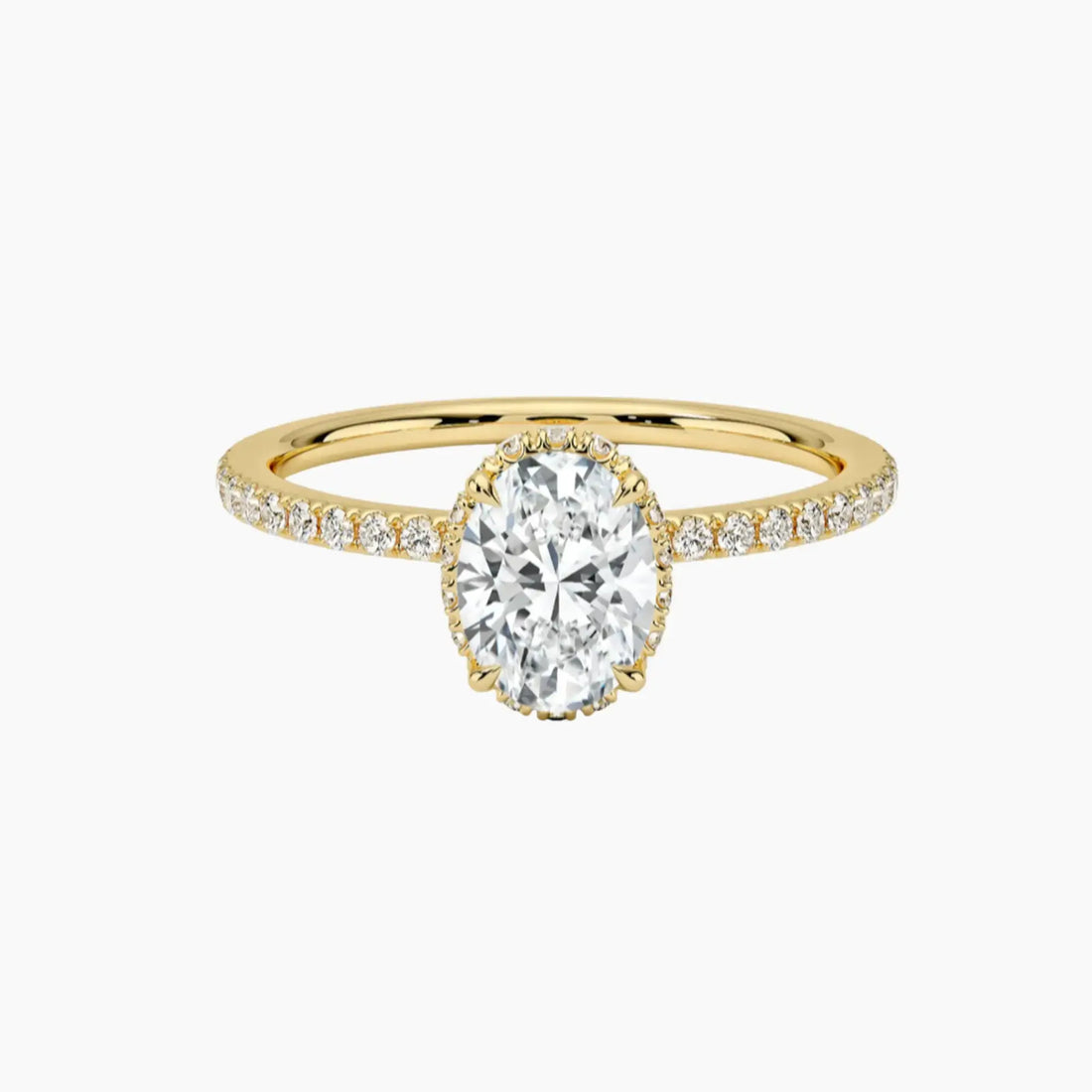 Mirabel Pave Oval Hidden Halo 1.5 Carat Lab Grown Diamond Engagement Ring in 14K Rose Gold