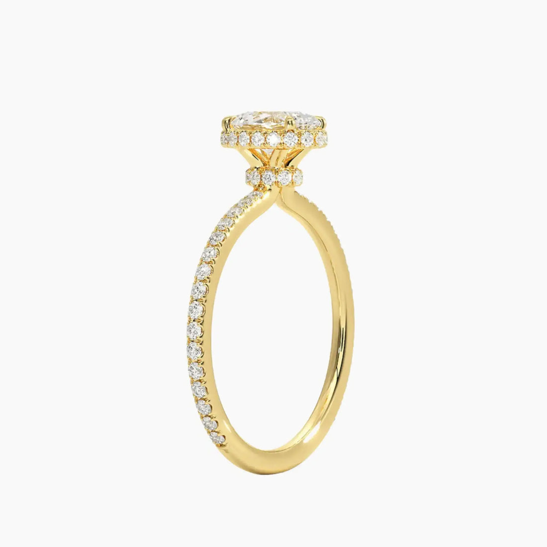 Mirabel Pave Oval Hidden Halo 2.5 Carat Lab Grown Diamond Engagement Ring in 18K Yellow Gold