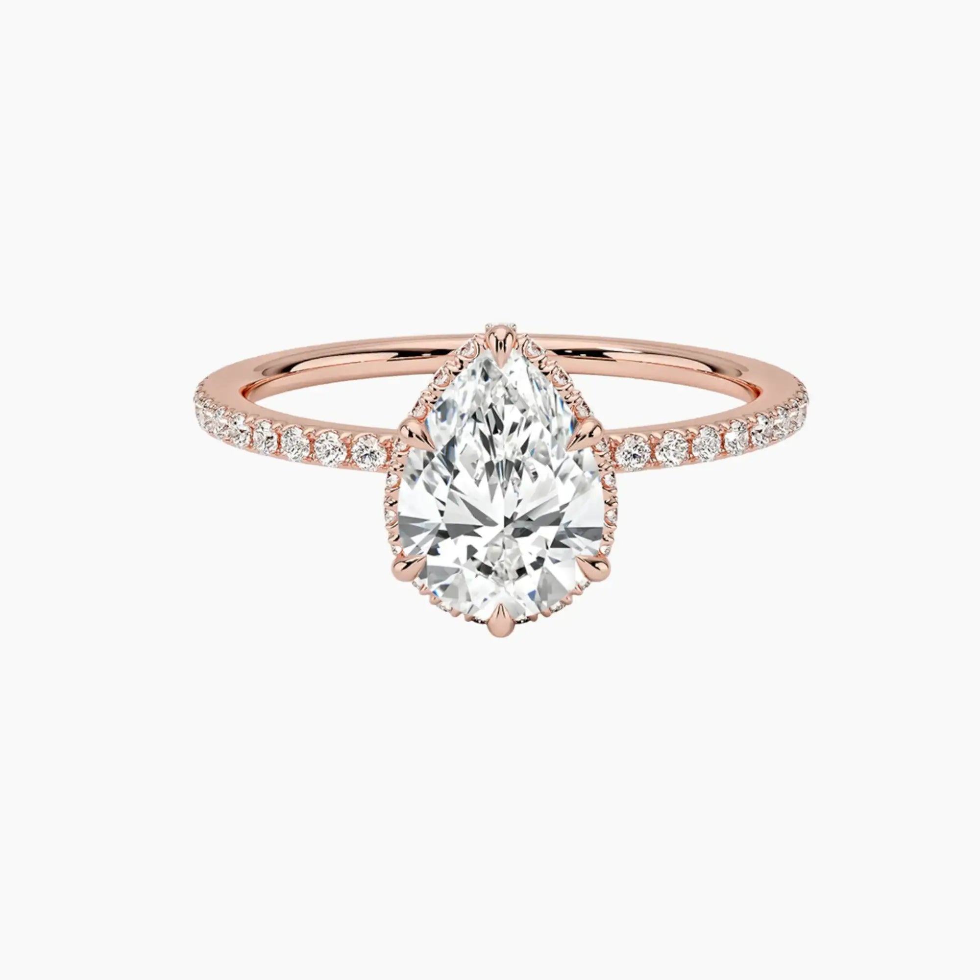 Mirabel Pave Pear Hidden Halo 2.5 Carat Lab Grown Diamond Engagement Ring in 18K White Gold