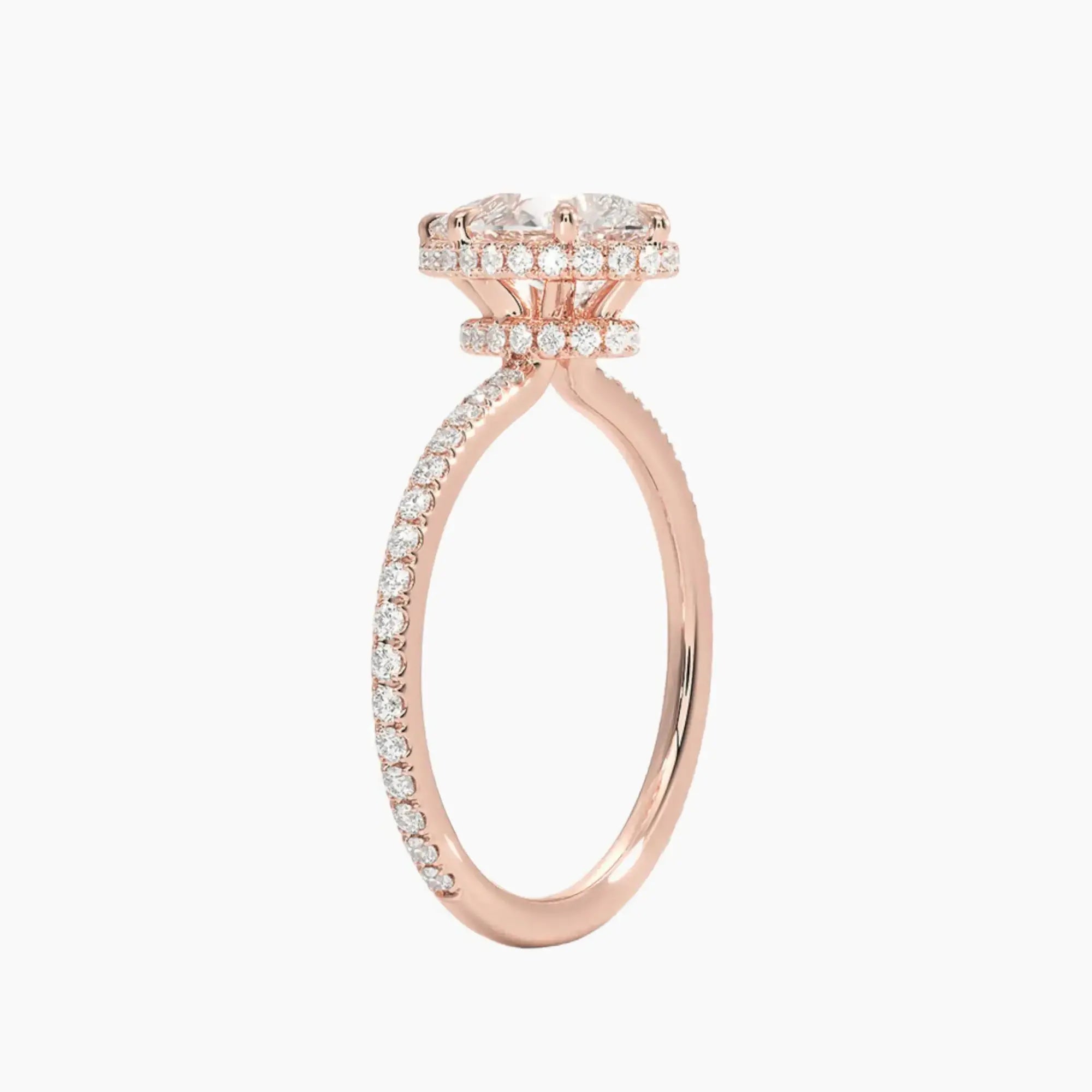Mirabel Pave Pear Hidden Halo 3 Carat Lab Grown Diamond Engagement Ring in 18K White Gold