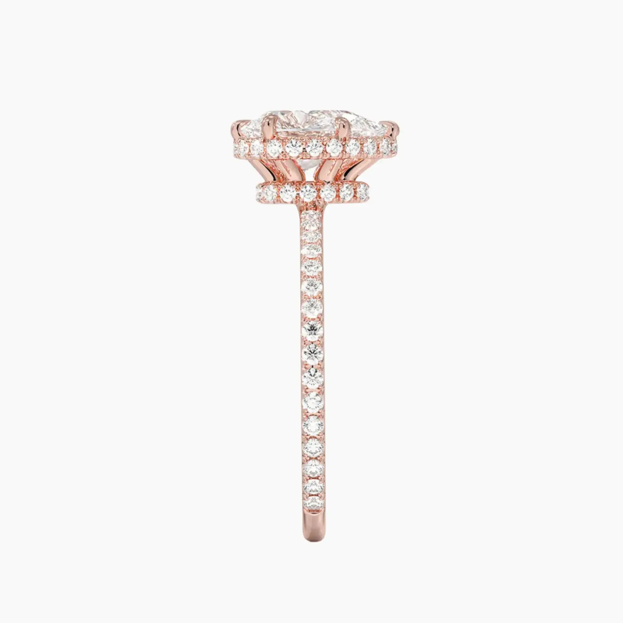 Mirabel Pave Pear Hidden Halo 2 Carat Lab Grown Diamond Engagement Ring in 18K Rose Gold