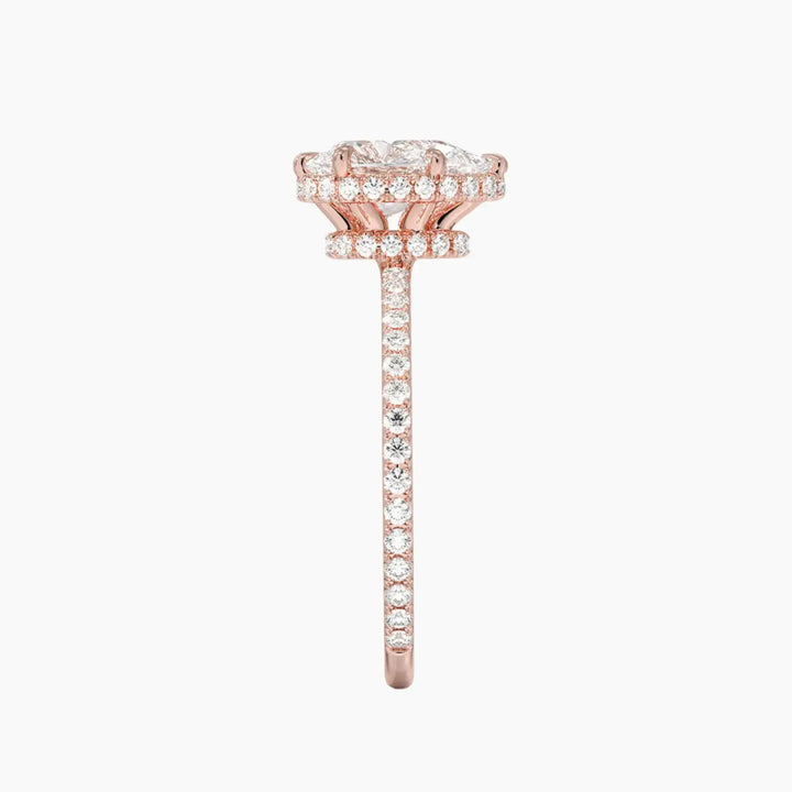 Mirabel Pave Pear Hidden Halo 2.5 Carat Lab Grown Diamond Engagement Ring in 18K White Gold