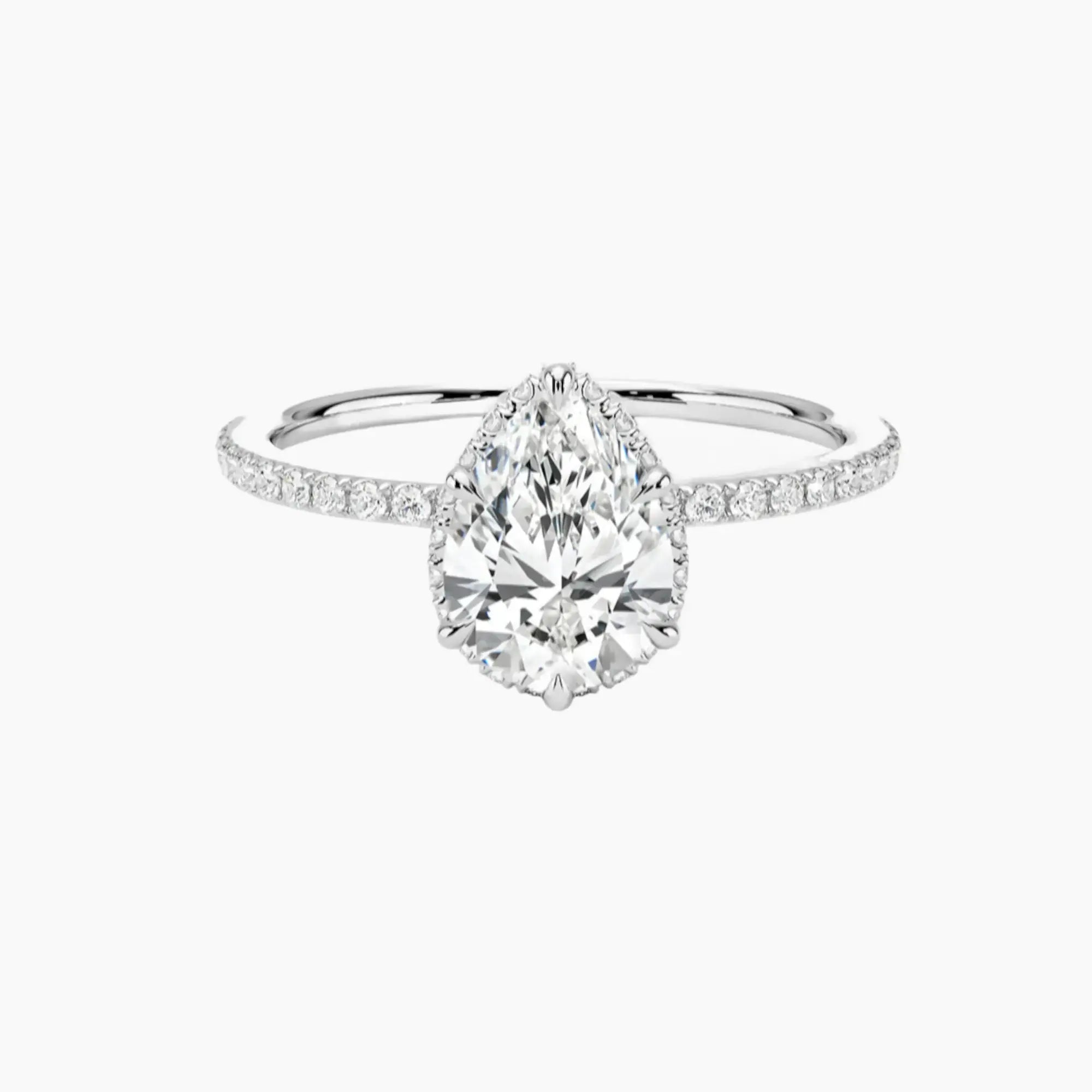 Mirabel Pave Pear Hidden Halo 3 Carat Lab Grown Diamond Engagement Ring in 18K Rose Gold