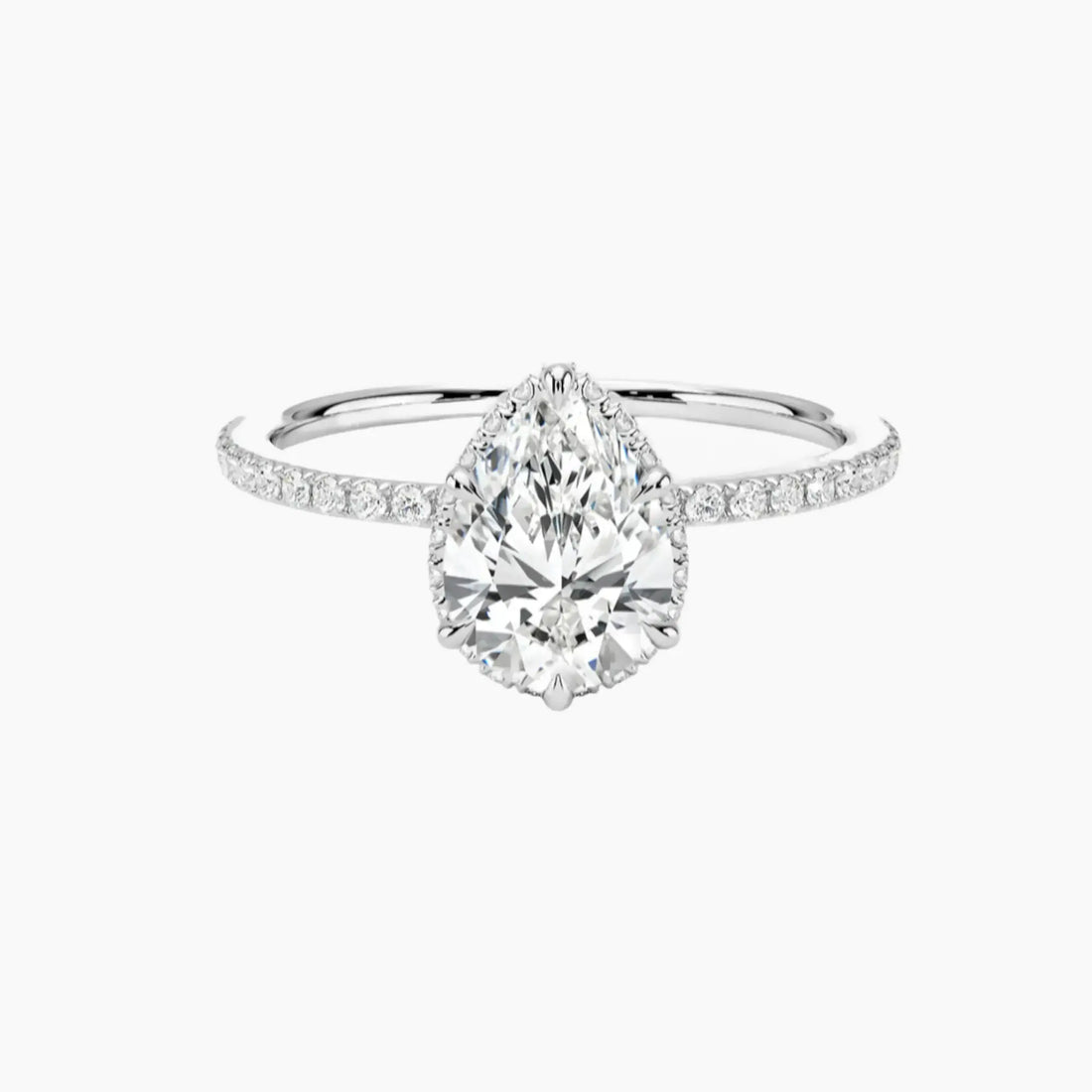 Mirabel Pave Pear Hidden Halo 1 Carat Lab Grown Diamond Engagement Ring in 14K Yellow Gold