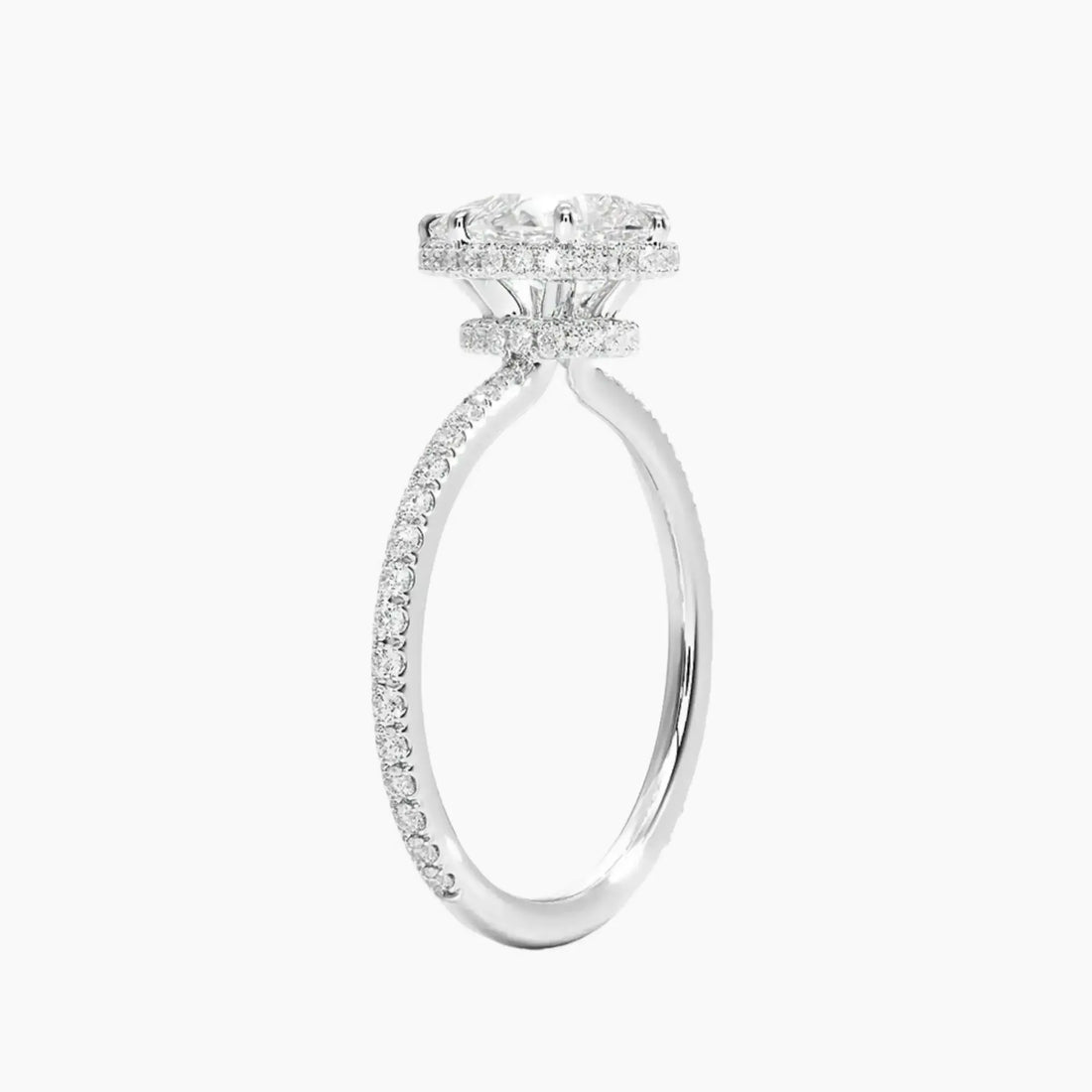Mirabel Pave Pear Hidden Halo 2.5 Carat Lab Grown Diamond Engagement Ring in 14K Rose Gold