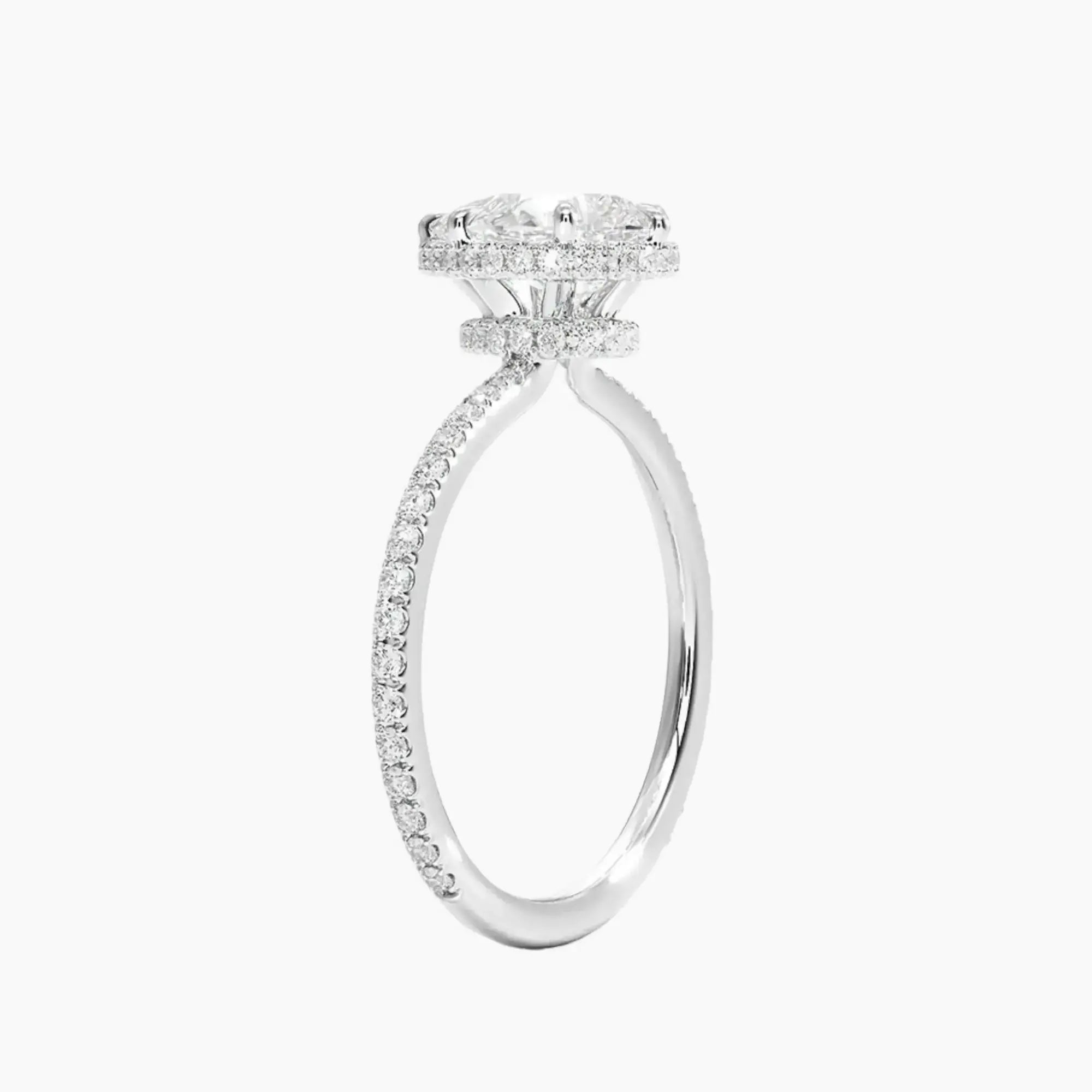 Mirabel Pave Pear Hidden Halo 2 Carat Lab Grown Diamond Engagement Ring in 14K Yellow Gold