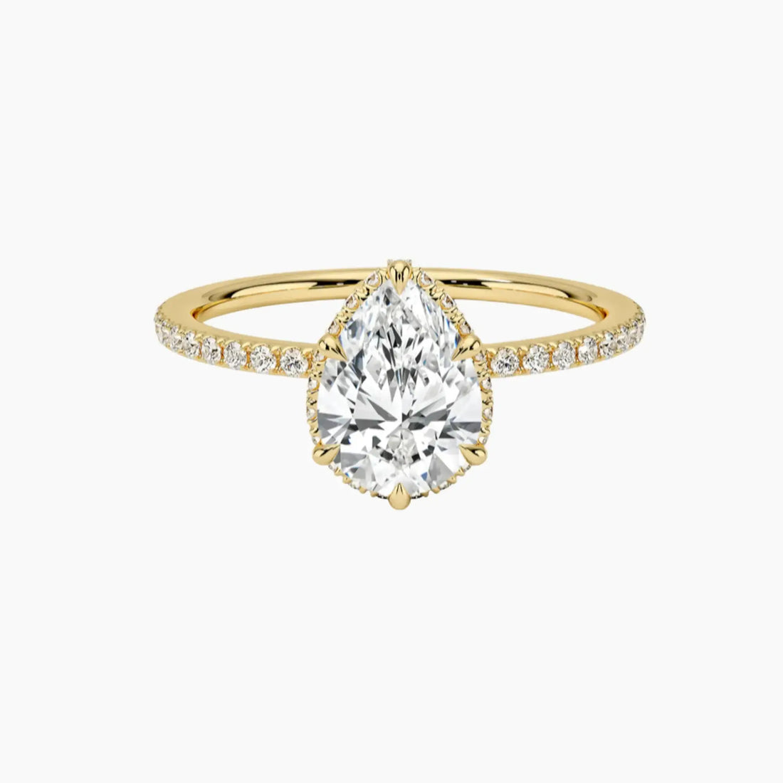 Mirabel Pave Pear Hidden Halo 1.5 Carat Lab Grown Diamond Engagement Ring in 18K Rose Gold