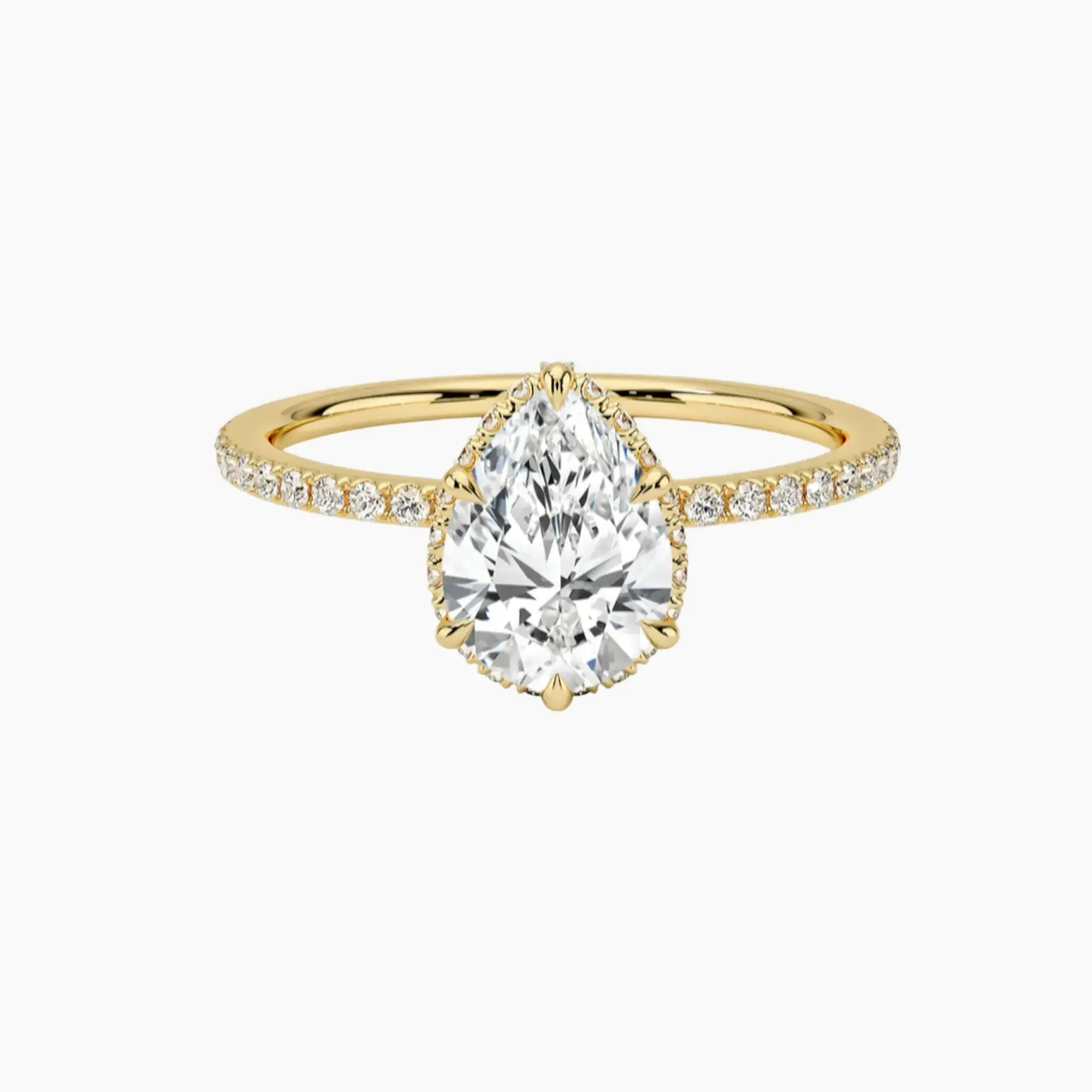 Mirabel Pave Pear Hidden Halo 2 Carat Lab Grown Diamond Engagement Ring in 18K Rose Gold