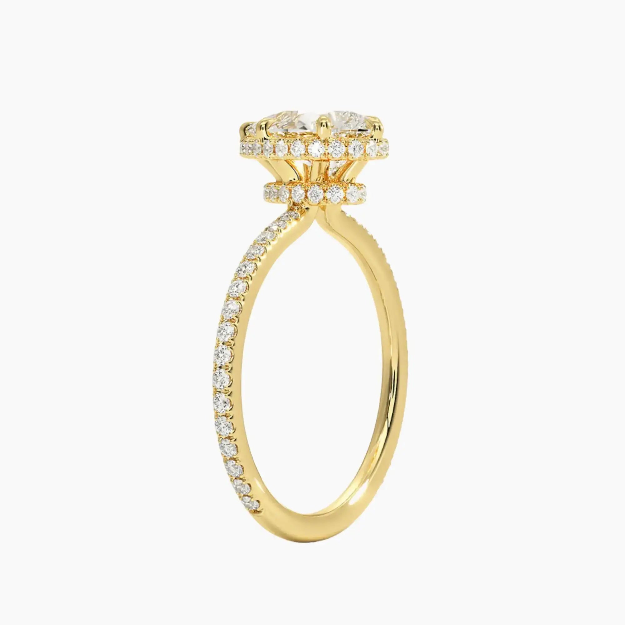 Mirabel Pave Pear Hidden Halo 1.5 Carat Lab Grown Diamond Engagement Ring in 14K White Gold