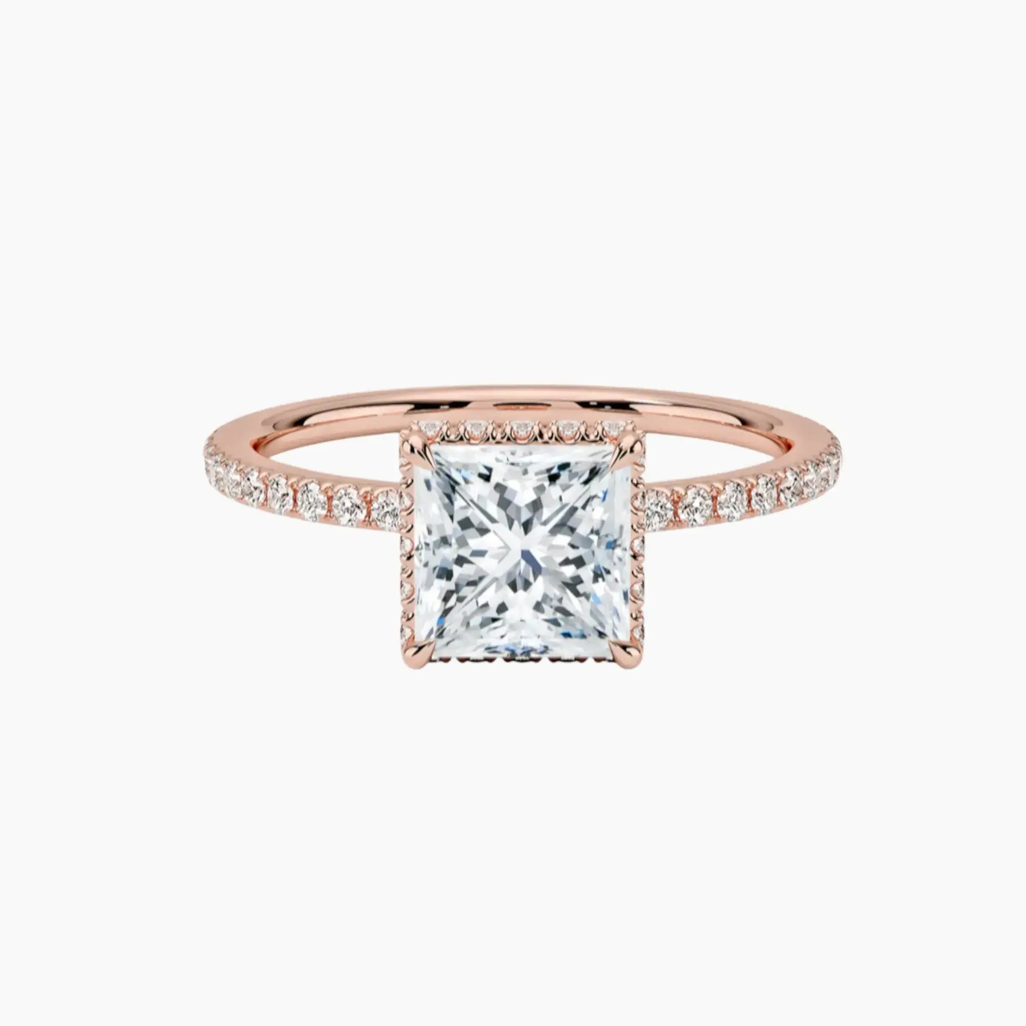 Mirabel Pave Princess Hidden Halo 1.5 Carat Lab Grown Diamond Engagement Ring in 18K Rose Gold