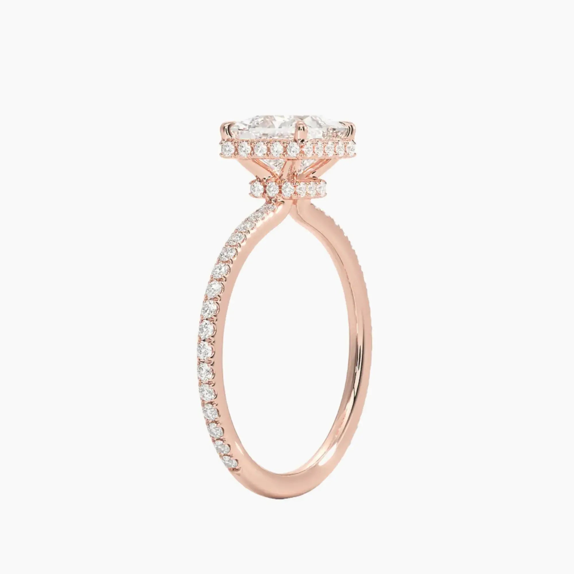 Mirabel Pave Princess Hidden Halo 1 Carat Lab Grown Diamond Engagement Ring in 18K Yellow Gold
