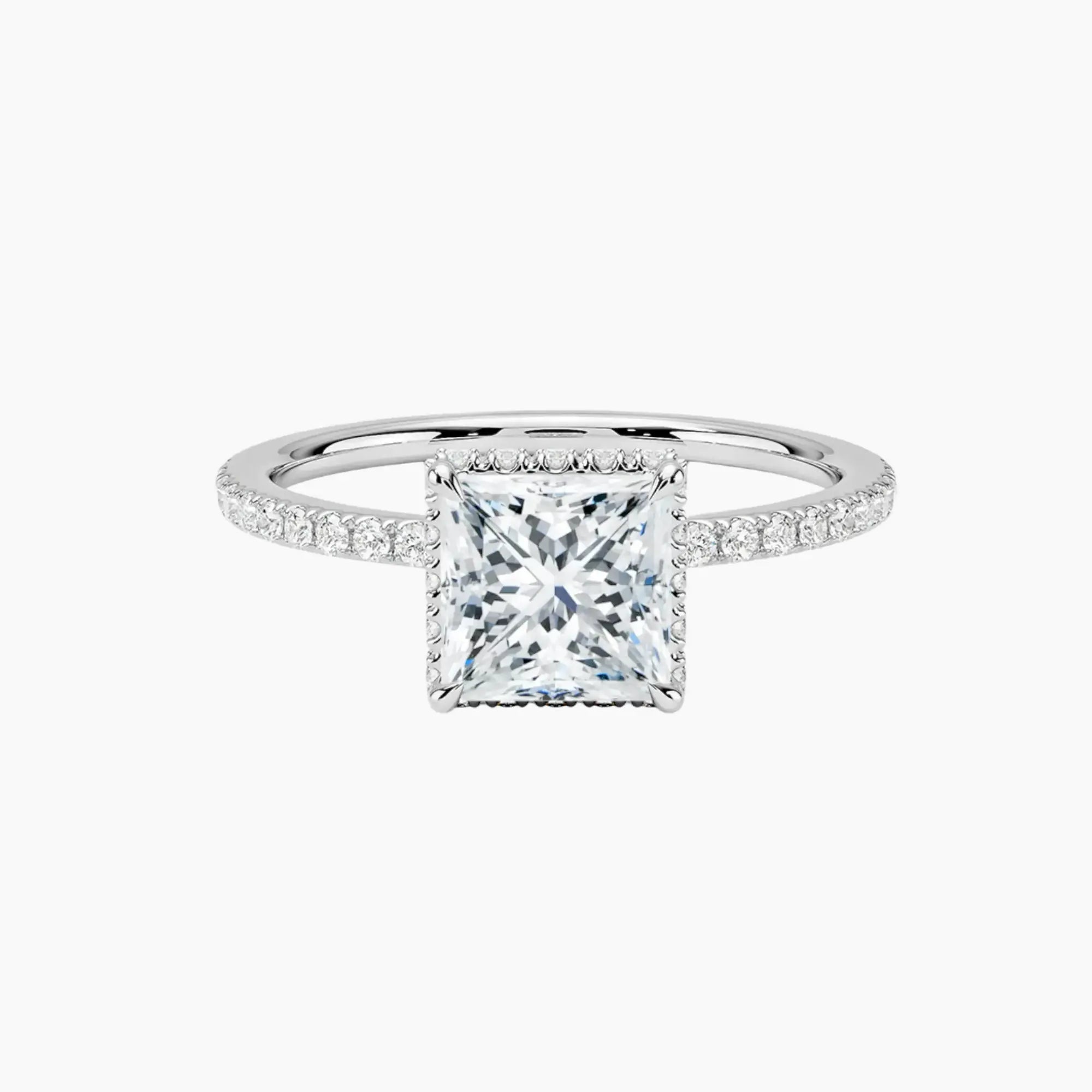 Mirabel Pave Princess Hidden Halo 2 Carat Lab Grown Diamond Engagement Ring in 14K Rose Gold