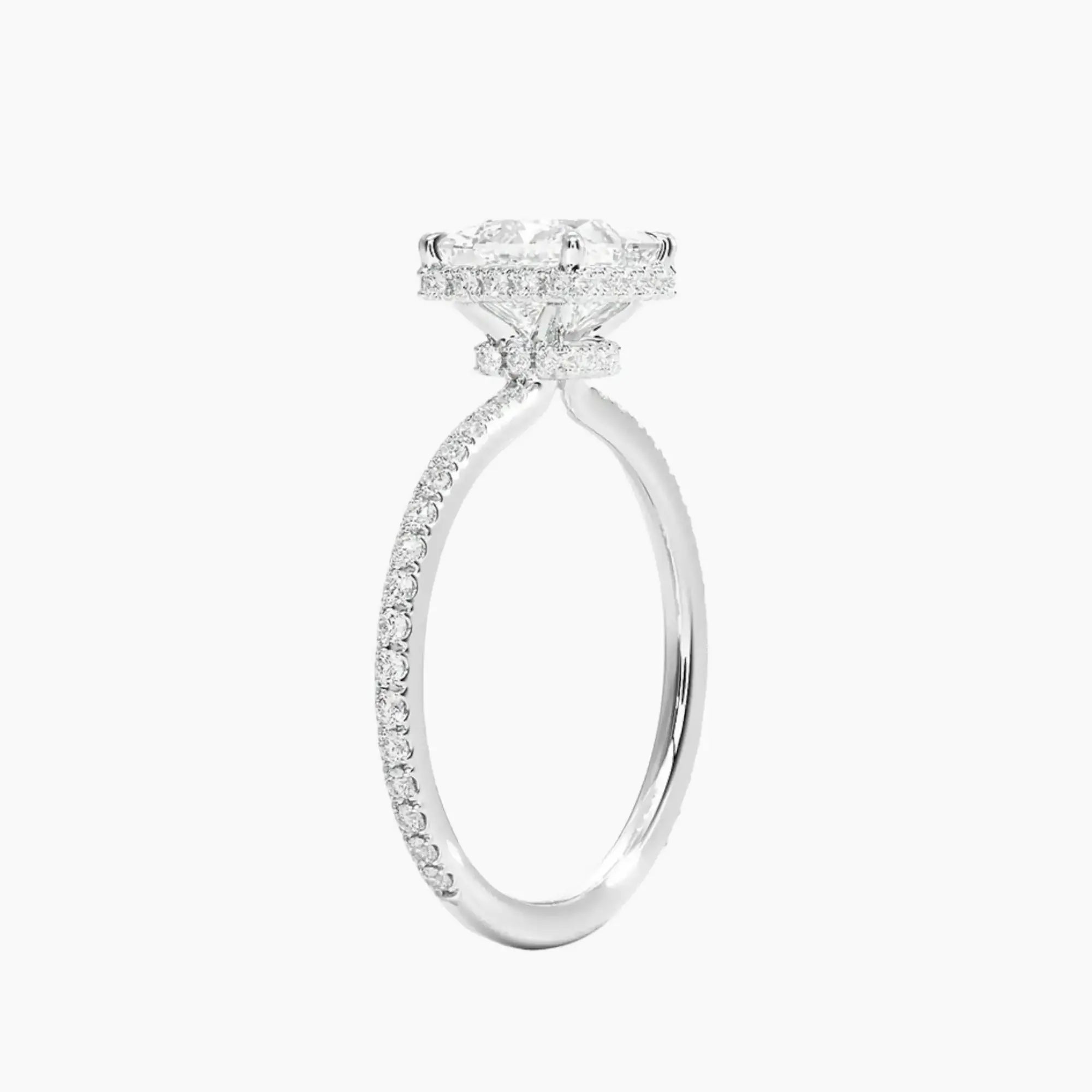 Mirabel Pave Princess Hidden Halo Diamond Ring Setting in 18K Rose Gold